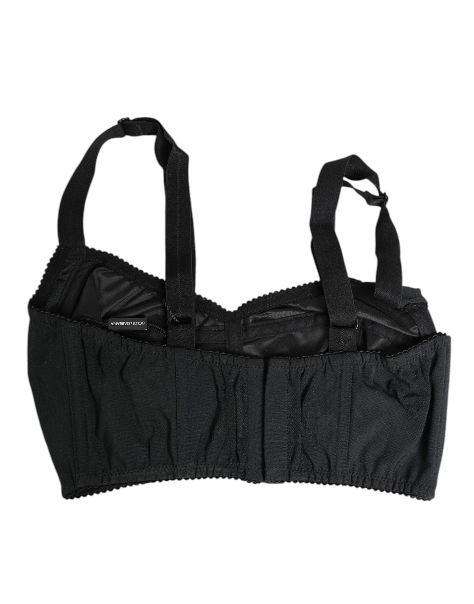 Dolce & Gabbana Black Stretch Nylon Bustier Bra Underwear | Regal Royce
