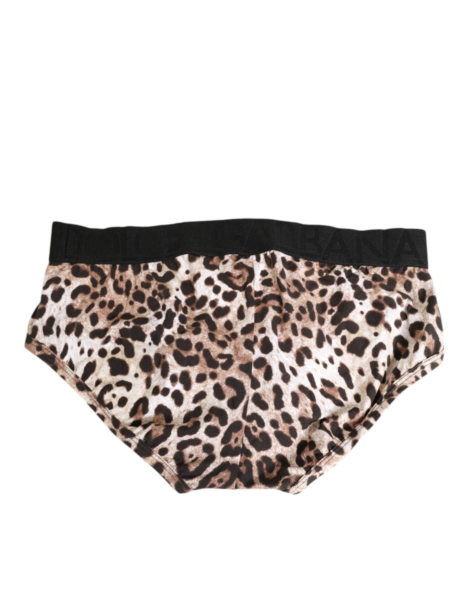 Dolce & Gabbana Leopard Print Black Waistband Cotton Underwear | Regal Royce