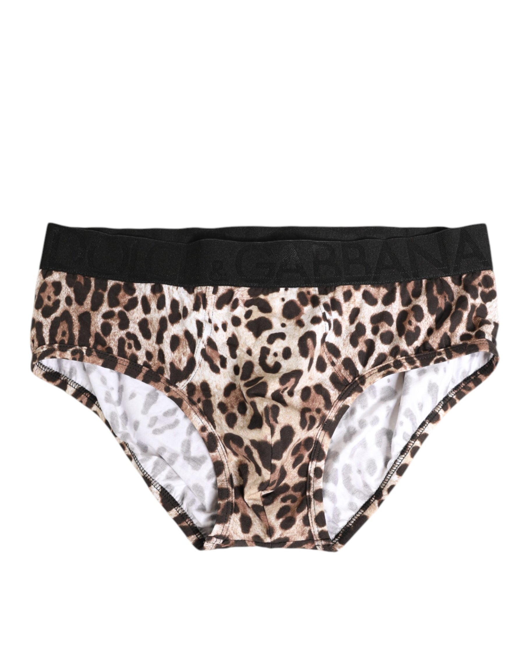 Dolce & Gabbana Leopard Print Black Waistband Cotton Underwear | Regal Royce