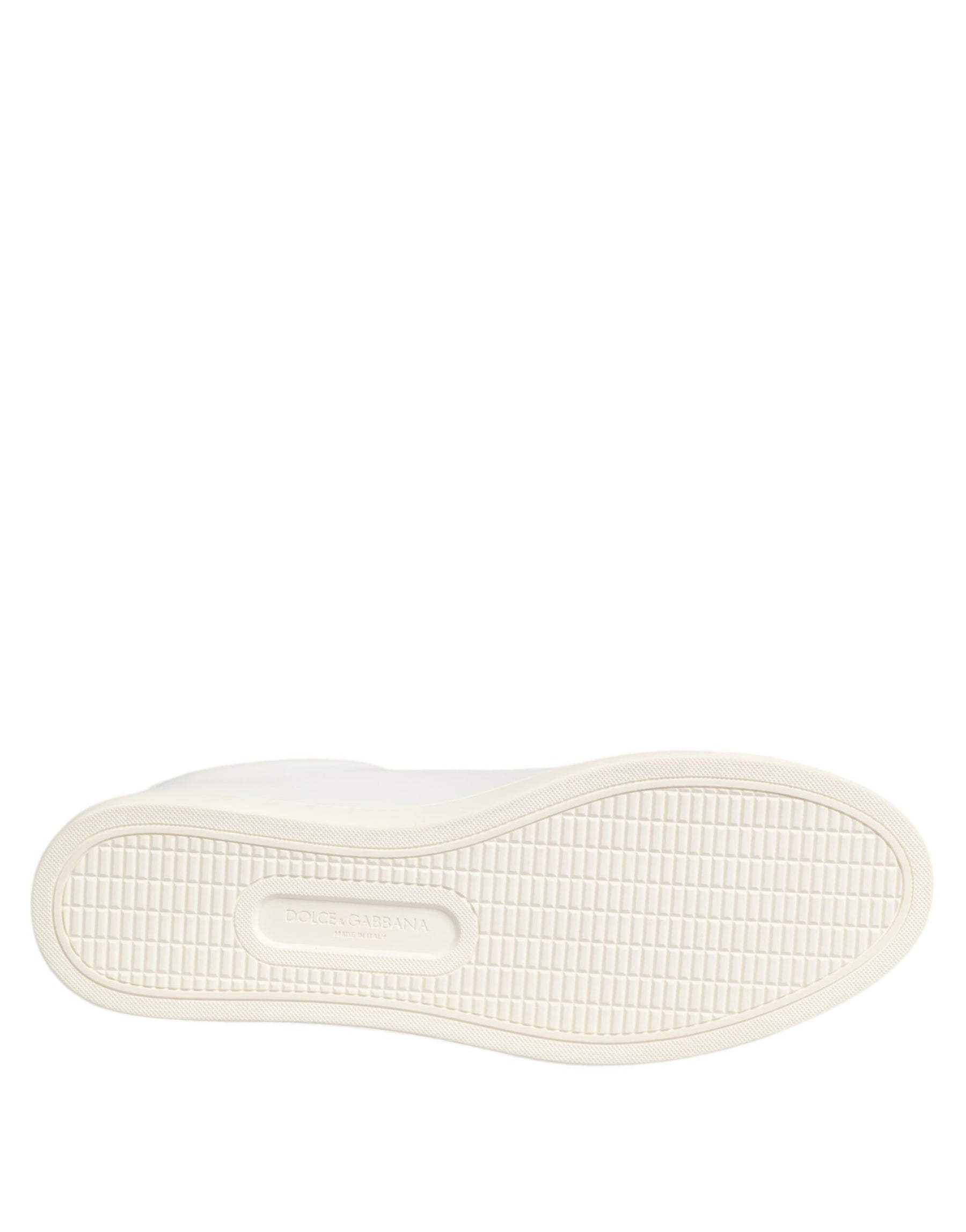 Dolce & Gabbana White Leather Rose Embroidery Low-Top  Shoes | Regal Royce