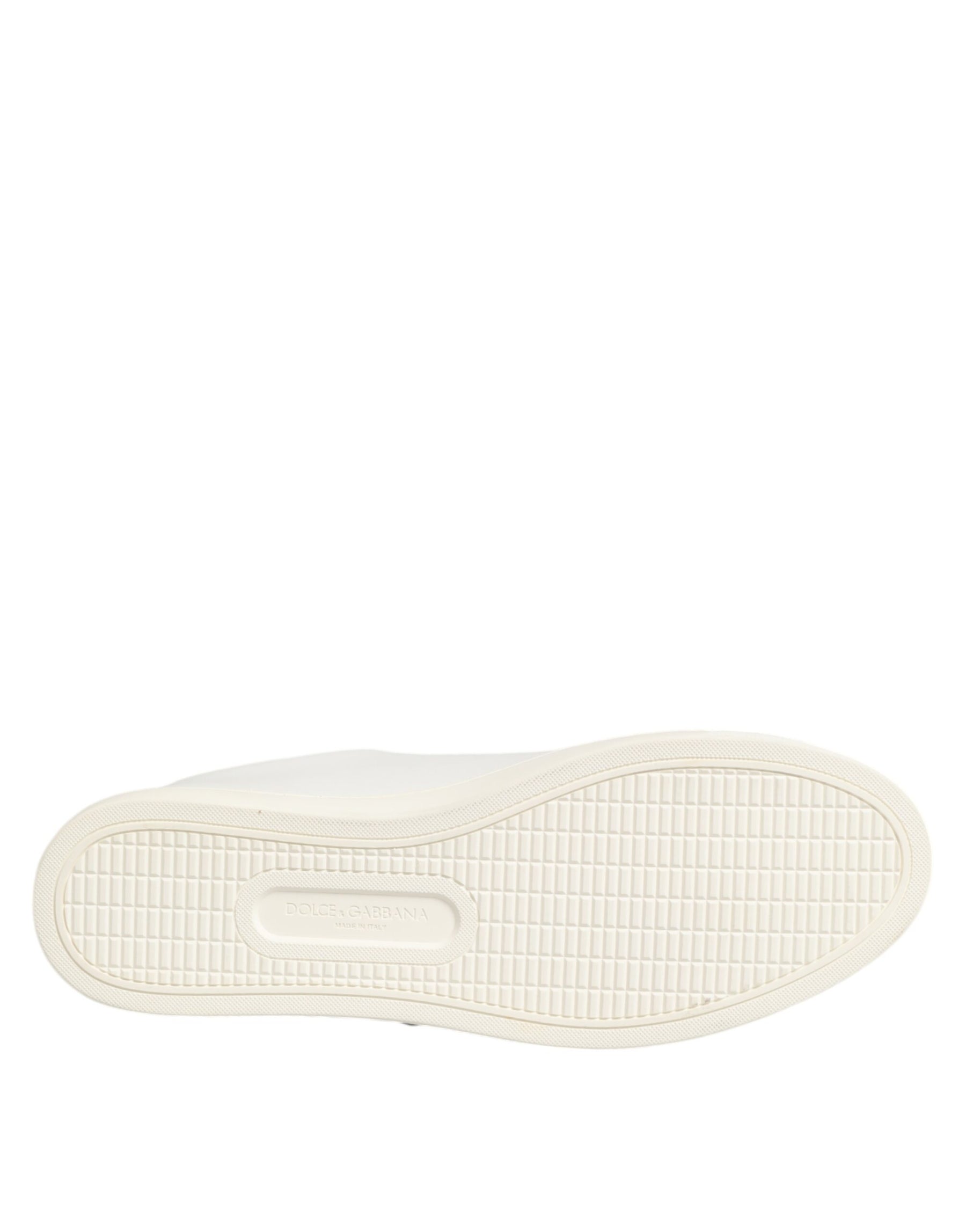 Dolce & Gabbana White Leather Sacred Heart Patch Sneakers Shoes | Regal Royce