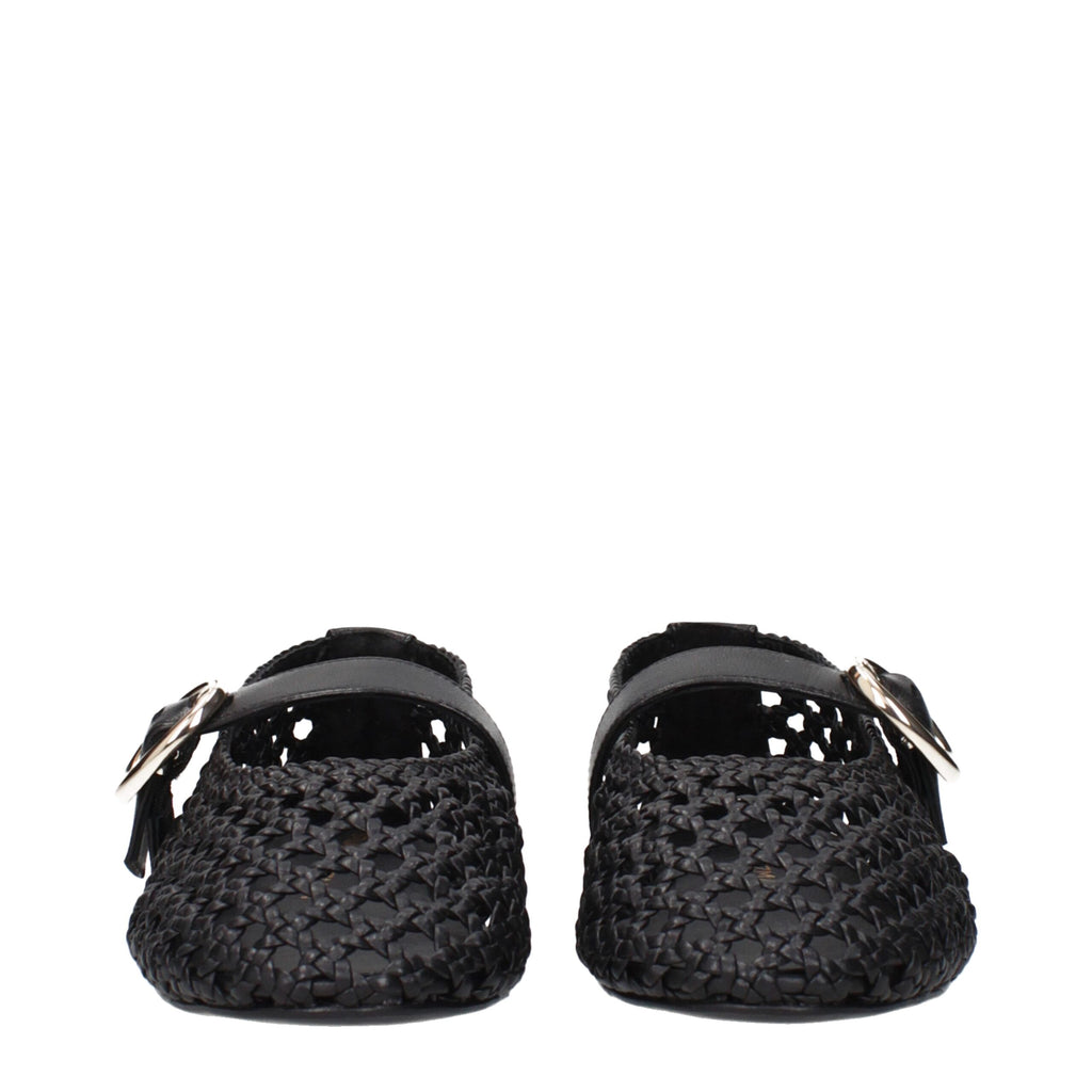 Stuart Weitzman Black Leather Ballet Flats