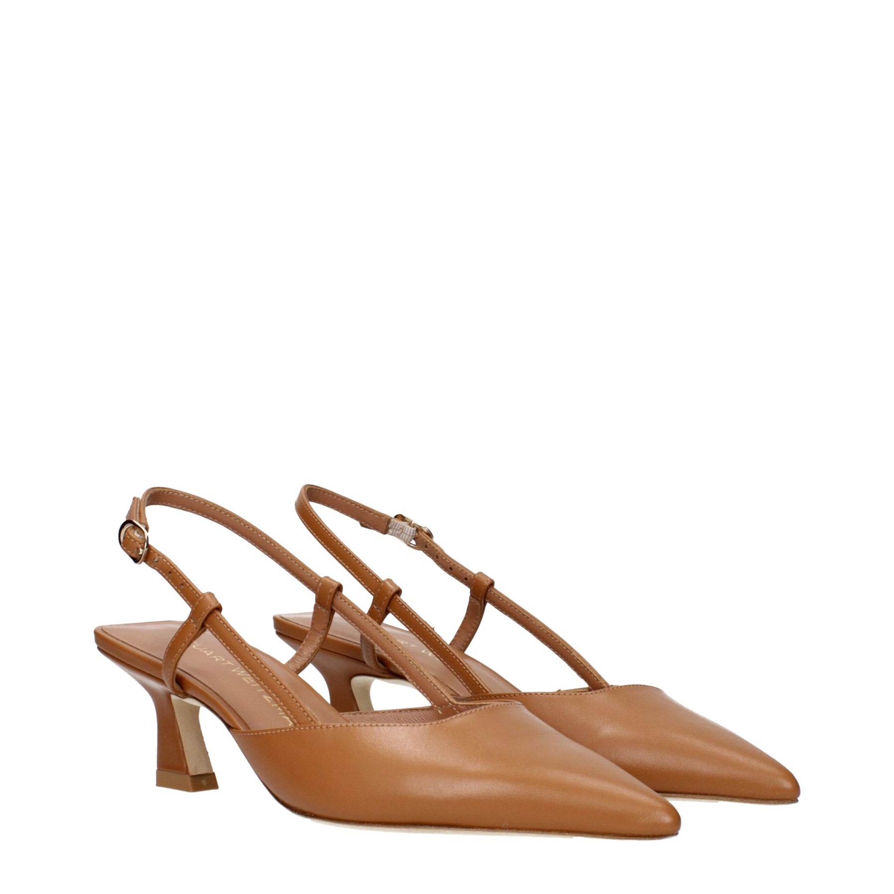 Stuart Weitzman Brown Leather Mid Heel Pumps | Regal Royce