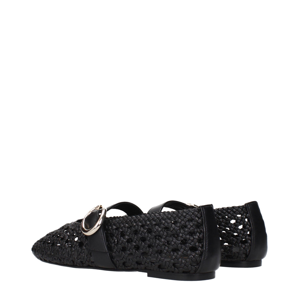 Stuart Weitzman Black Leather Ballet Flats