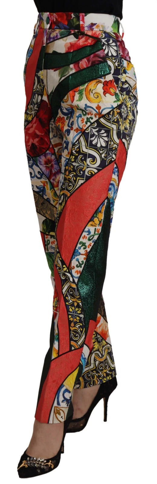 Dolce & Gabbana Multicolor Patchwork Jacquard High Waist Pants | Regal Royce