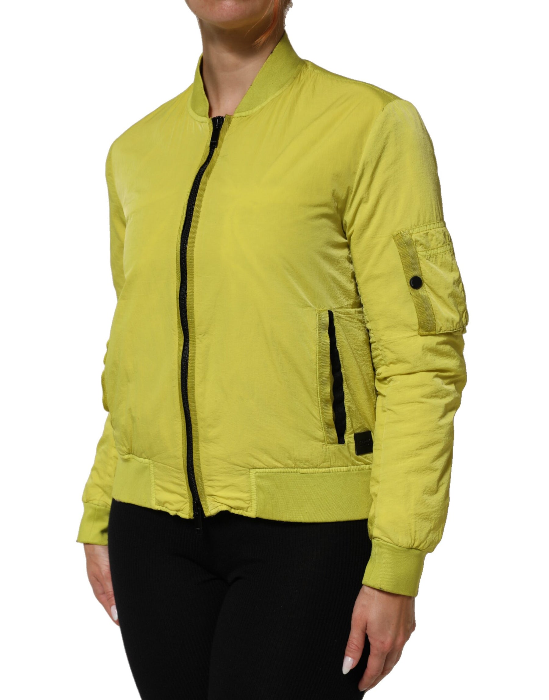 Dolce & Gabbana Yellow Polyamide Zipper Bomber Women’s Jacket | Regal Royce