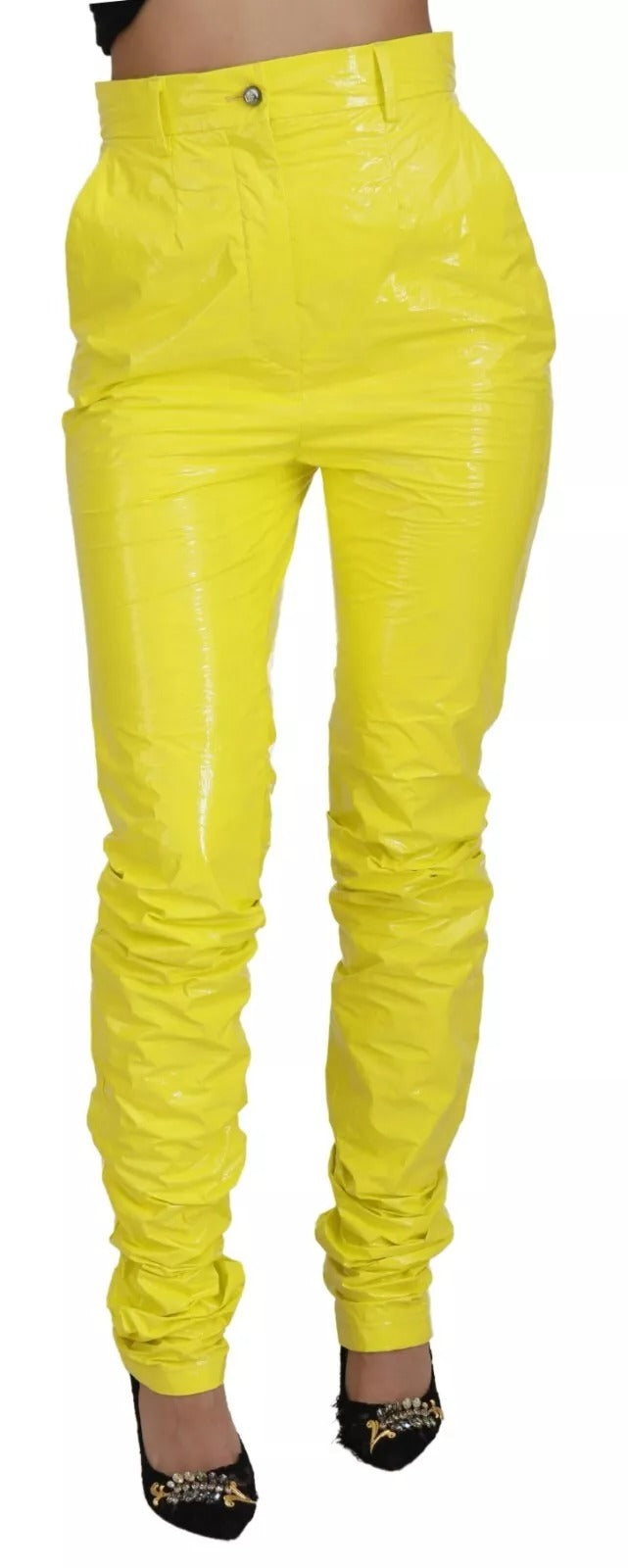 Dolce & Gabbana Yellow High Waist Skinny Women Trouser Pants | Regal Royce
