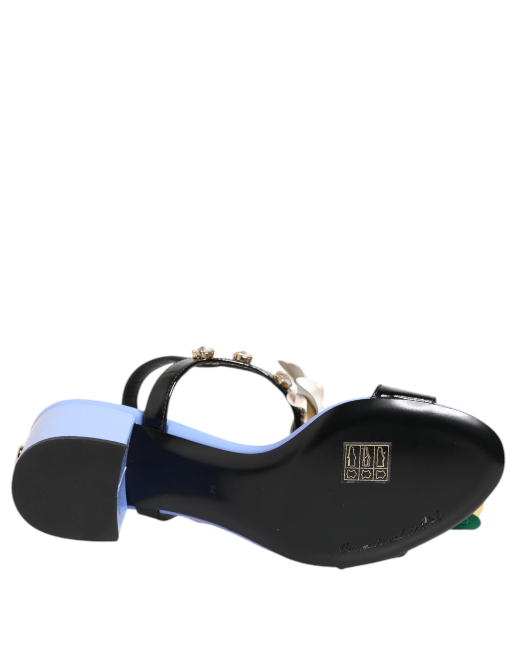 Dolce & Gabbana Multicolor Floral Appliqué Crystal Sandal Shoes | Regal Royce