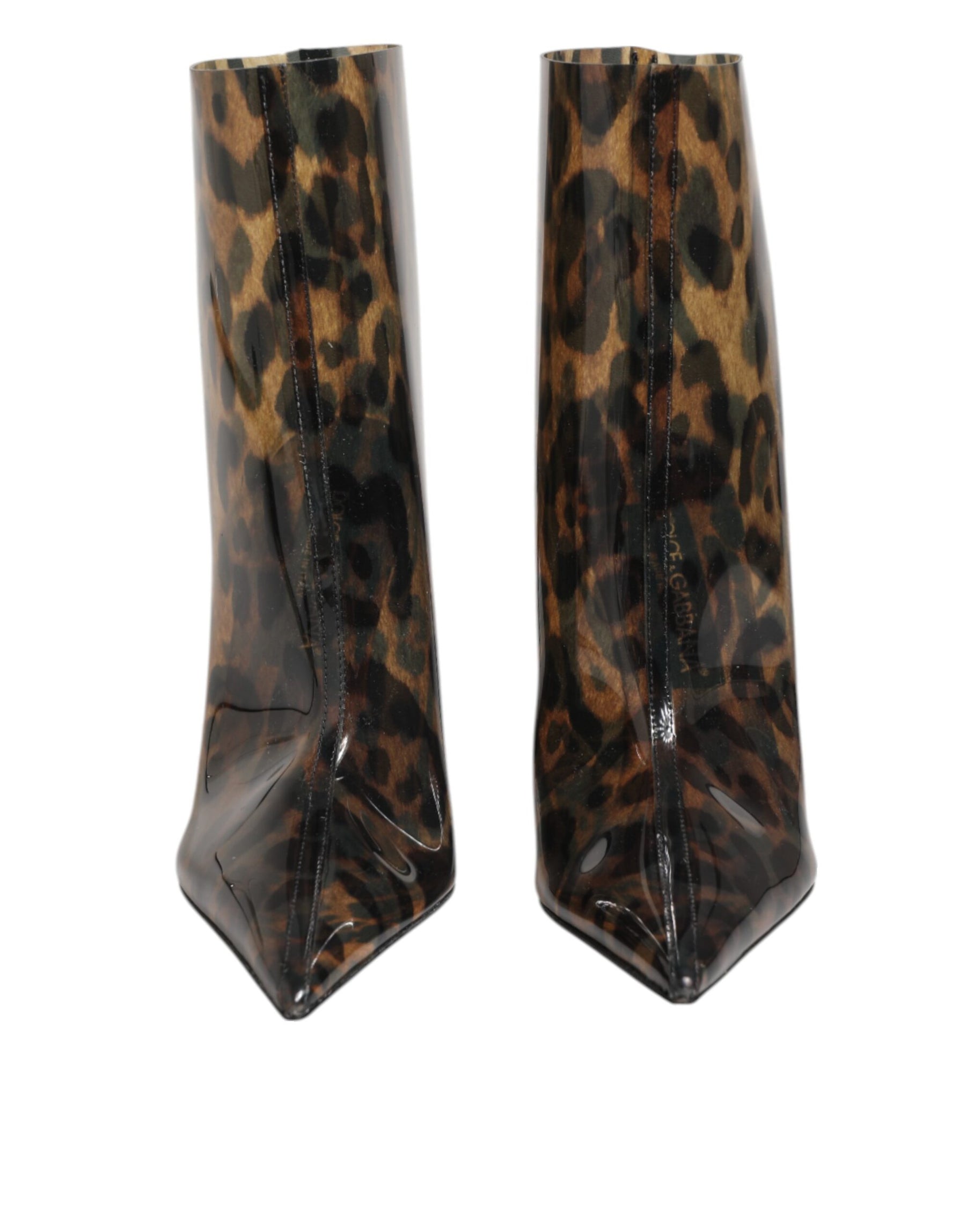Dolce & Gabbana Leopard Print PVC Pointed Toe Boots Shoes | Regal Royce