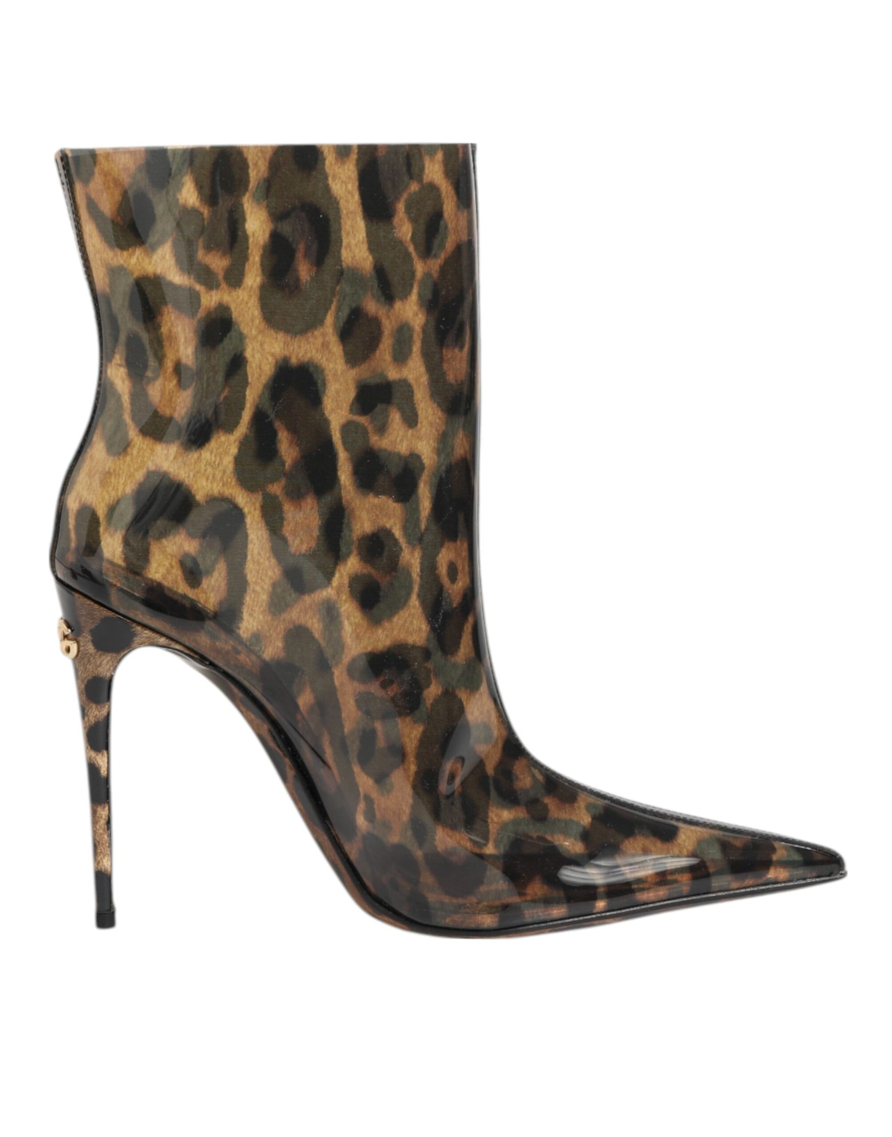 Dolce & Gabbana Leopard Print PVC Pointed Toe Boots Shoes | Regal Royce