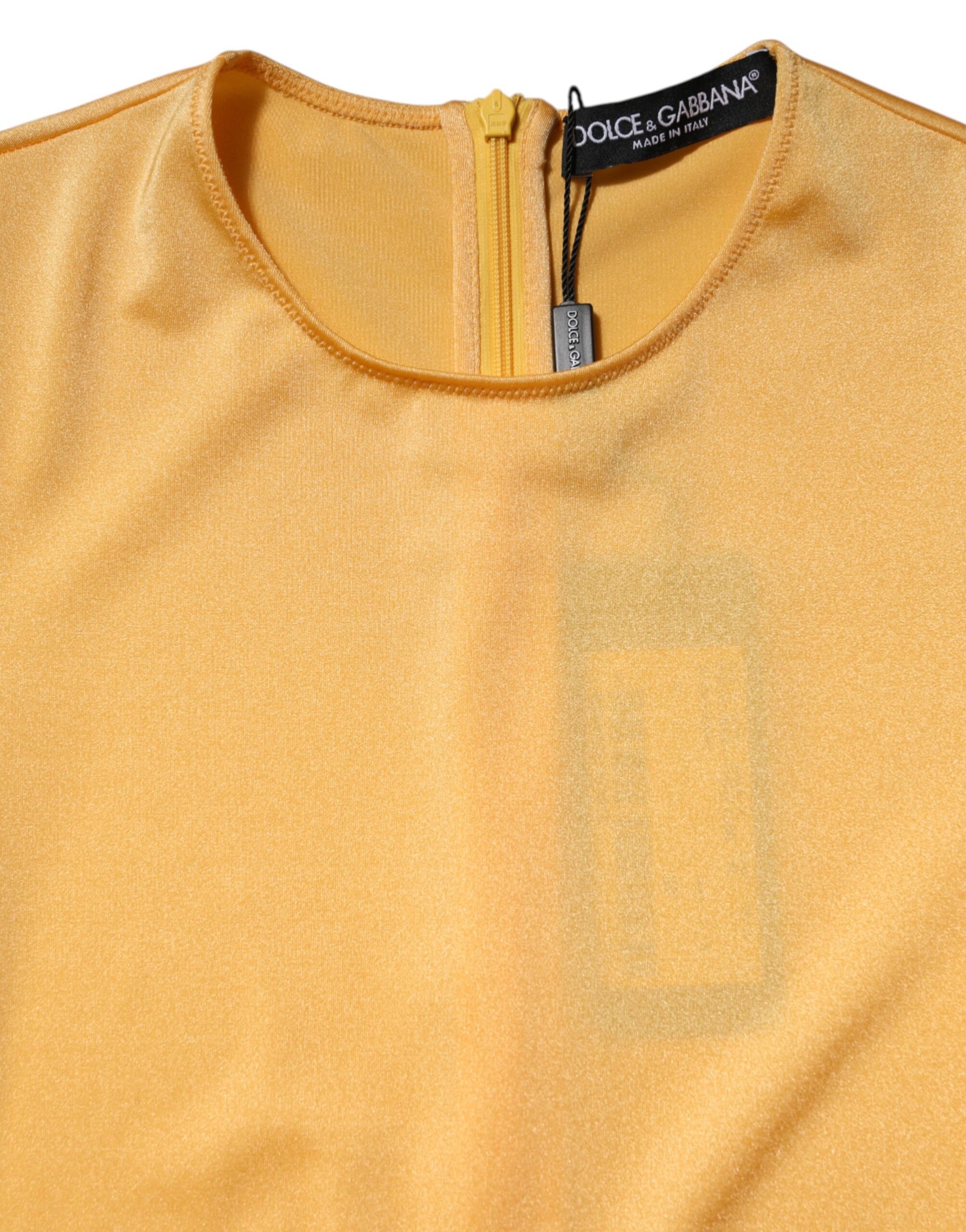 Dolce & Gabbana Gold Yellow Stretch Long Sleeve Bodysuit Dress | Regal Royce