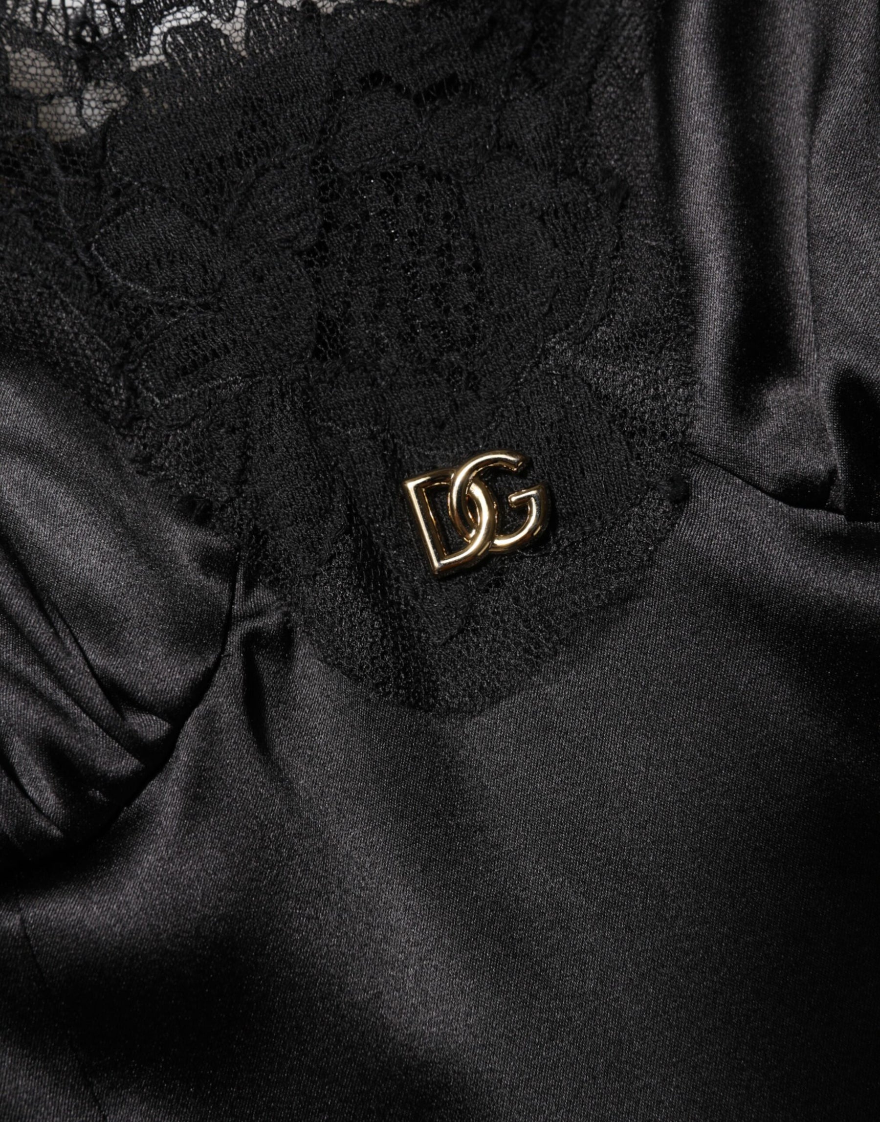 Dolce & Gabbana Black Silk Blend Lace Trim Sleeveless Mini Dress | Regal Royce