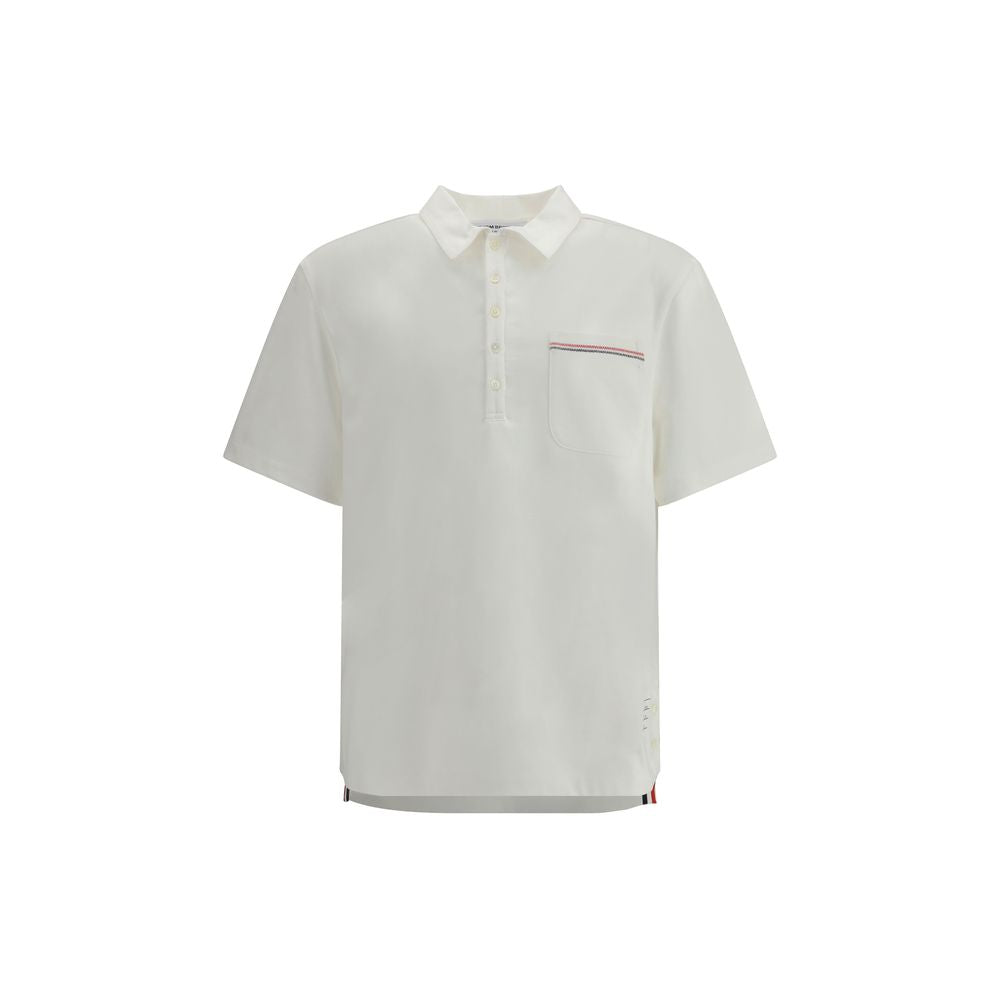 Thom Browne White Cotton Polo Shirt