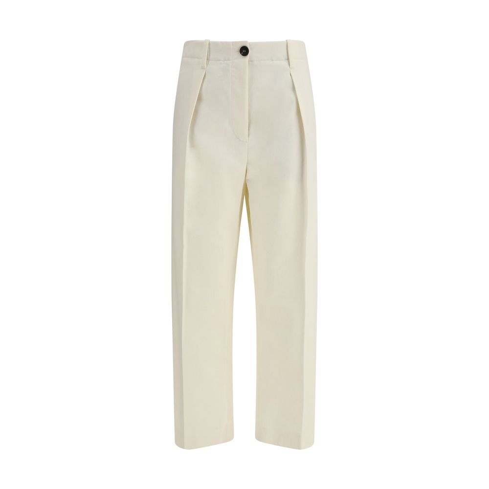 Brunello Cucinelli Cream Cotton Casual Pants | Regal Royce