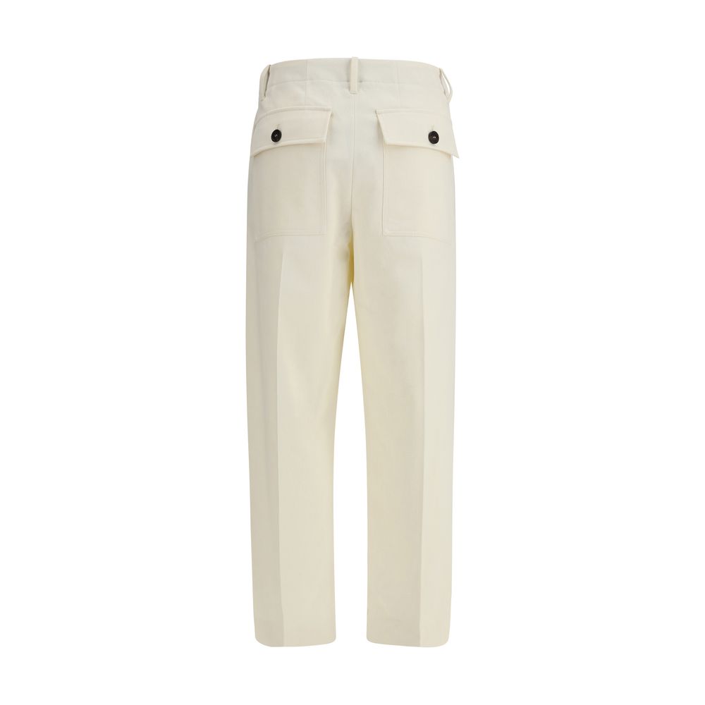 Brunello Cucinelli Cream Cotton Casual Pants | Regal Royce