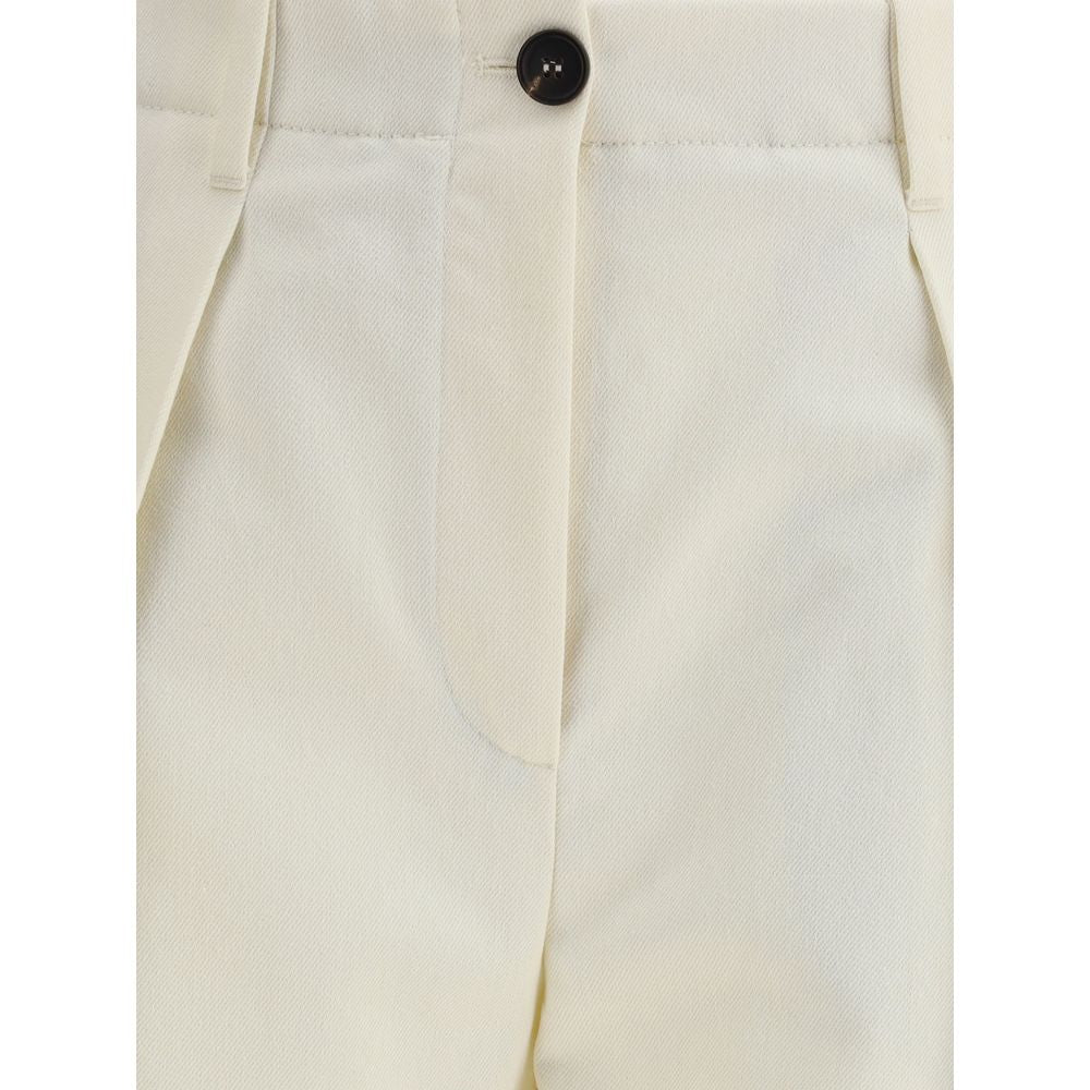 Brunello Cucinelli Cream Cotton Casual Pants | Regal Royce