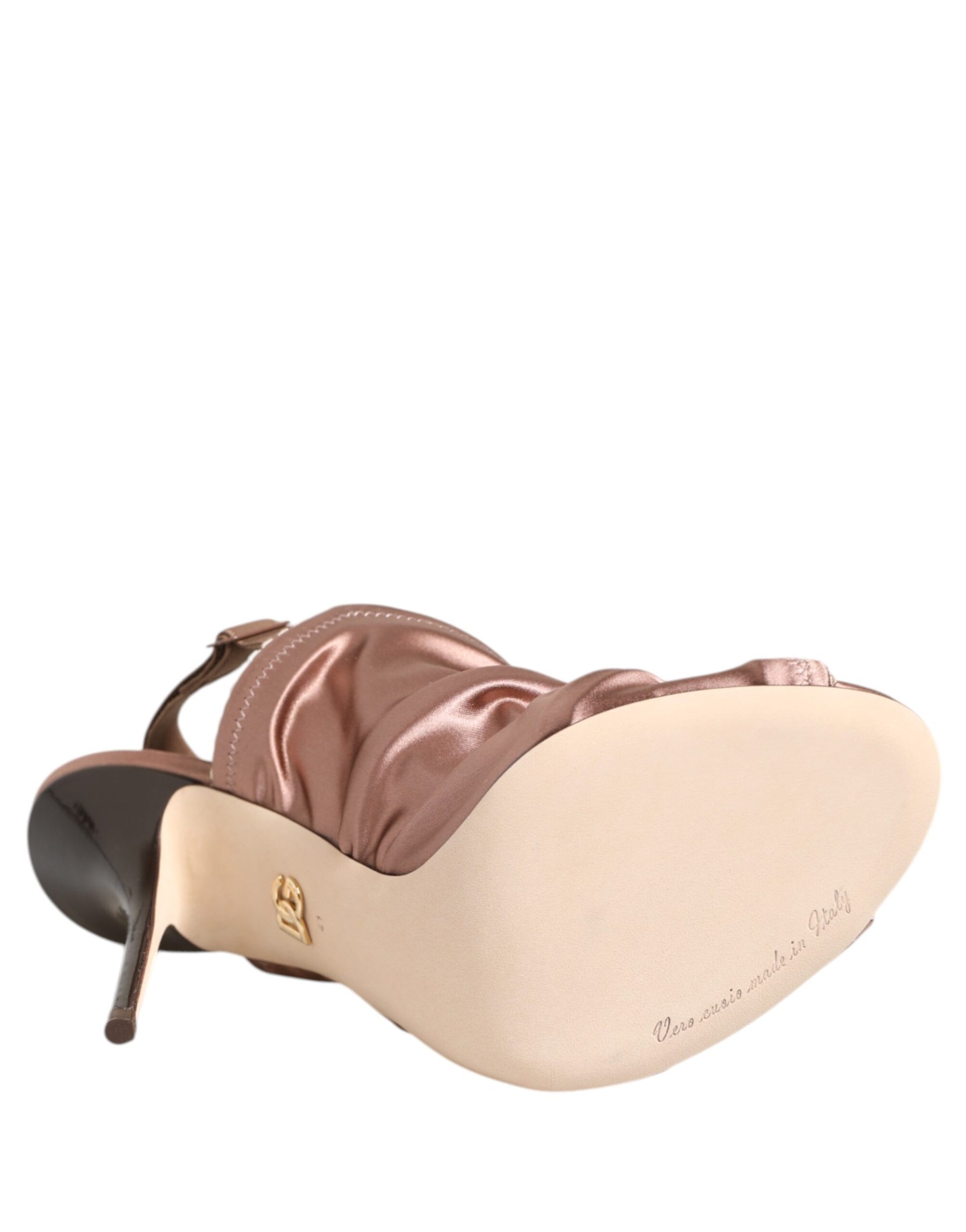 Dolce & Gabbana Bronze Satin Ruched Slingback Sandals Shoes | Regal Royce