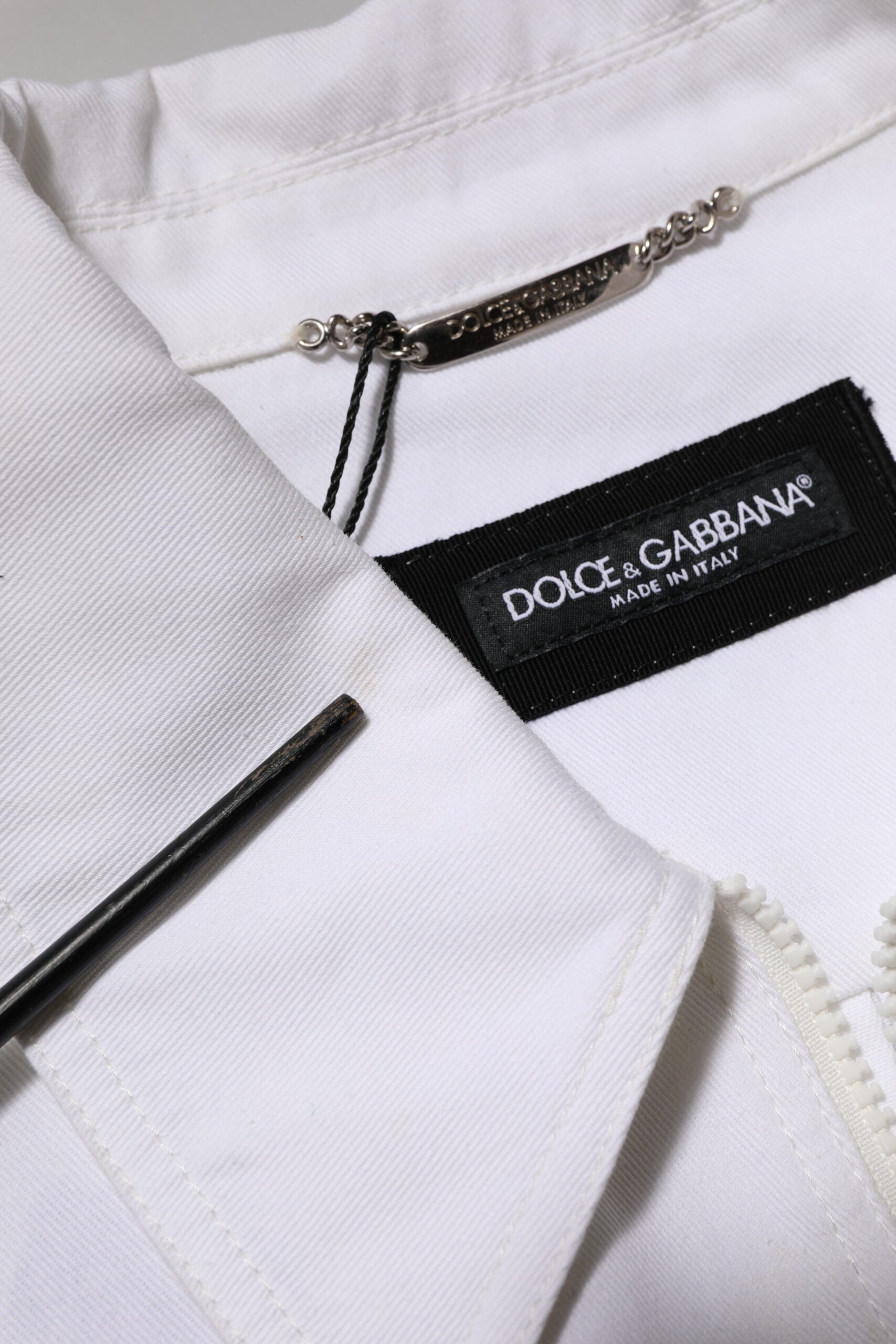 Dolce & Gabbana White Barcode Patch Utility Zip Jumpsuit Pants