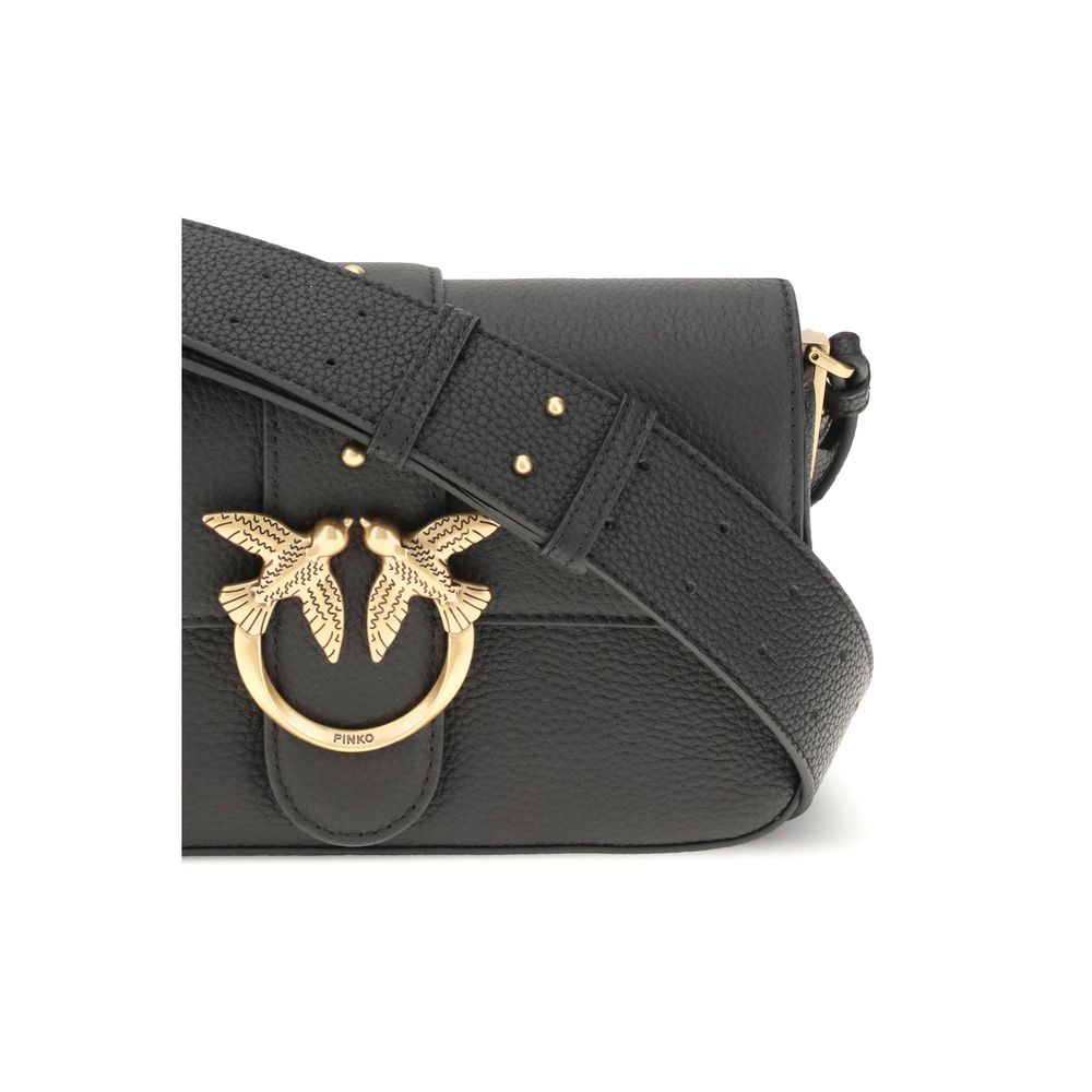 PINKO Black Calf Leather Bos Taurus Shoulder Bag | Regal Royce
