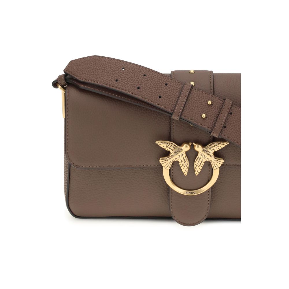 PINKO Brown Calf Leather Bos Taurus Shoulder Bag | Regal Royce