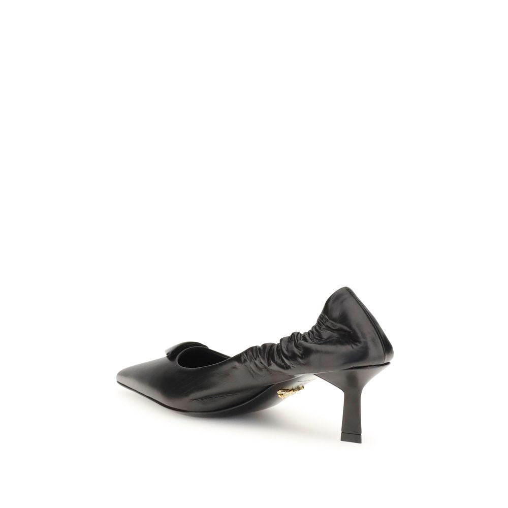 Prada Black Calf Leather Bos Taurus High Heel Pumps | Regal Royce
