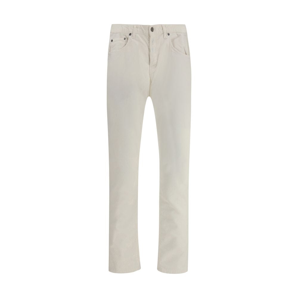PT Torino White Cotton Casual Pants | Regal Royce