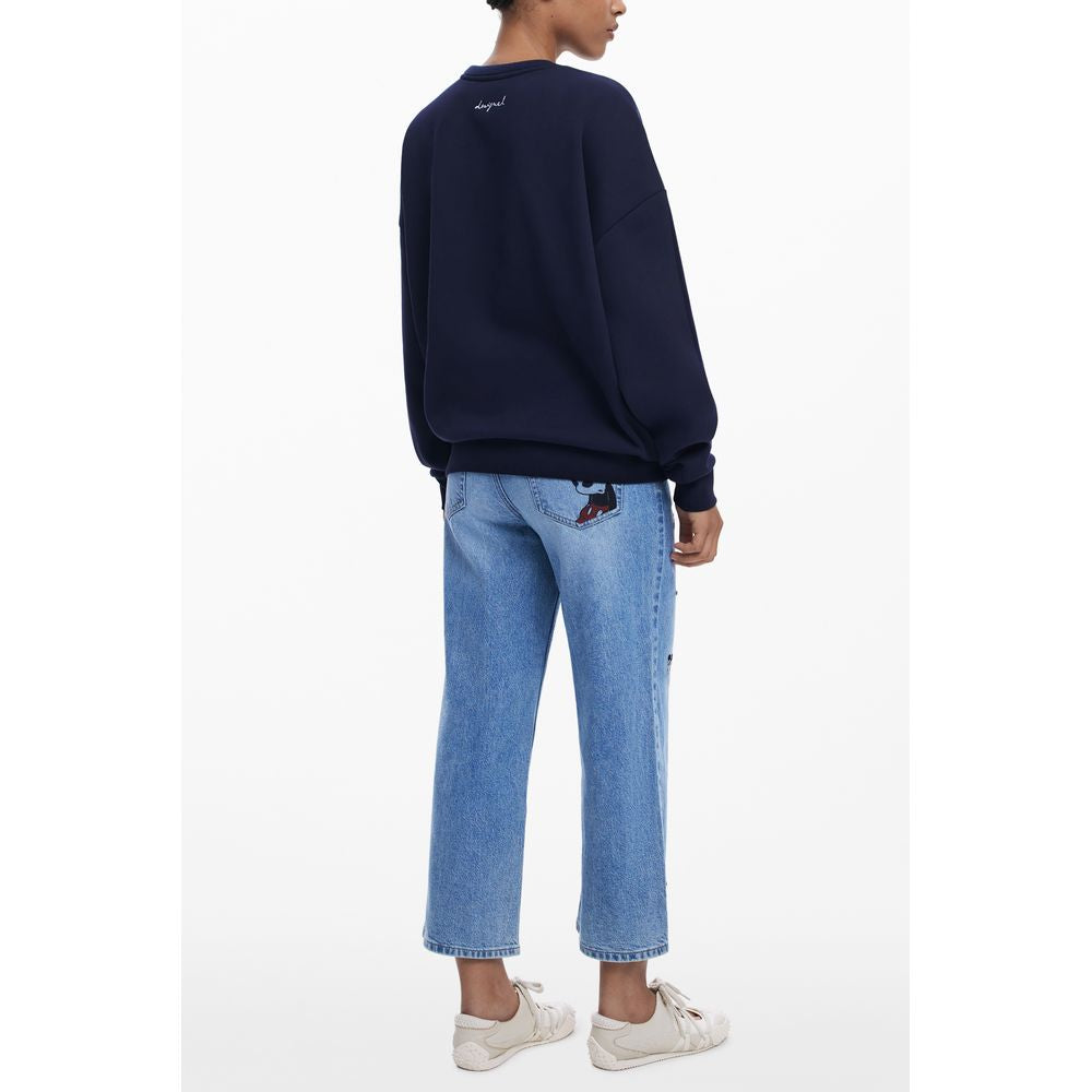 Desigual Blu Cotton Women Sweatshirt | Regal Royce