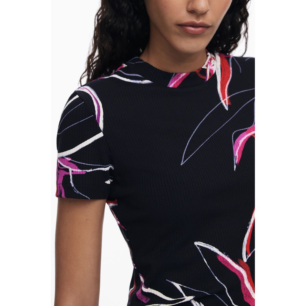 Desigual Nero Viscosa Women T-Shirt | Regal Royce