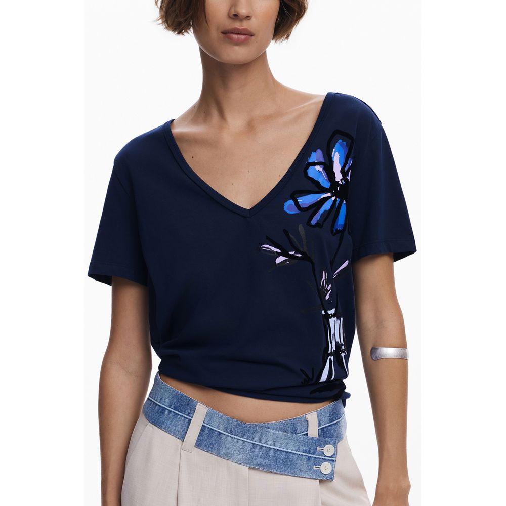 Desigual Blue Cotton Women T-Shirt | Regal Royce