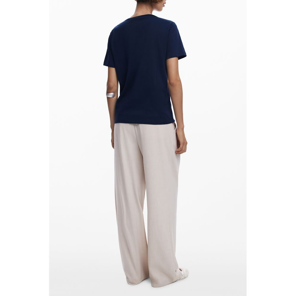 Desigual Blue Cotton Women T-Shirt | Regal Royce