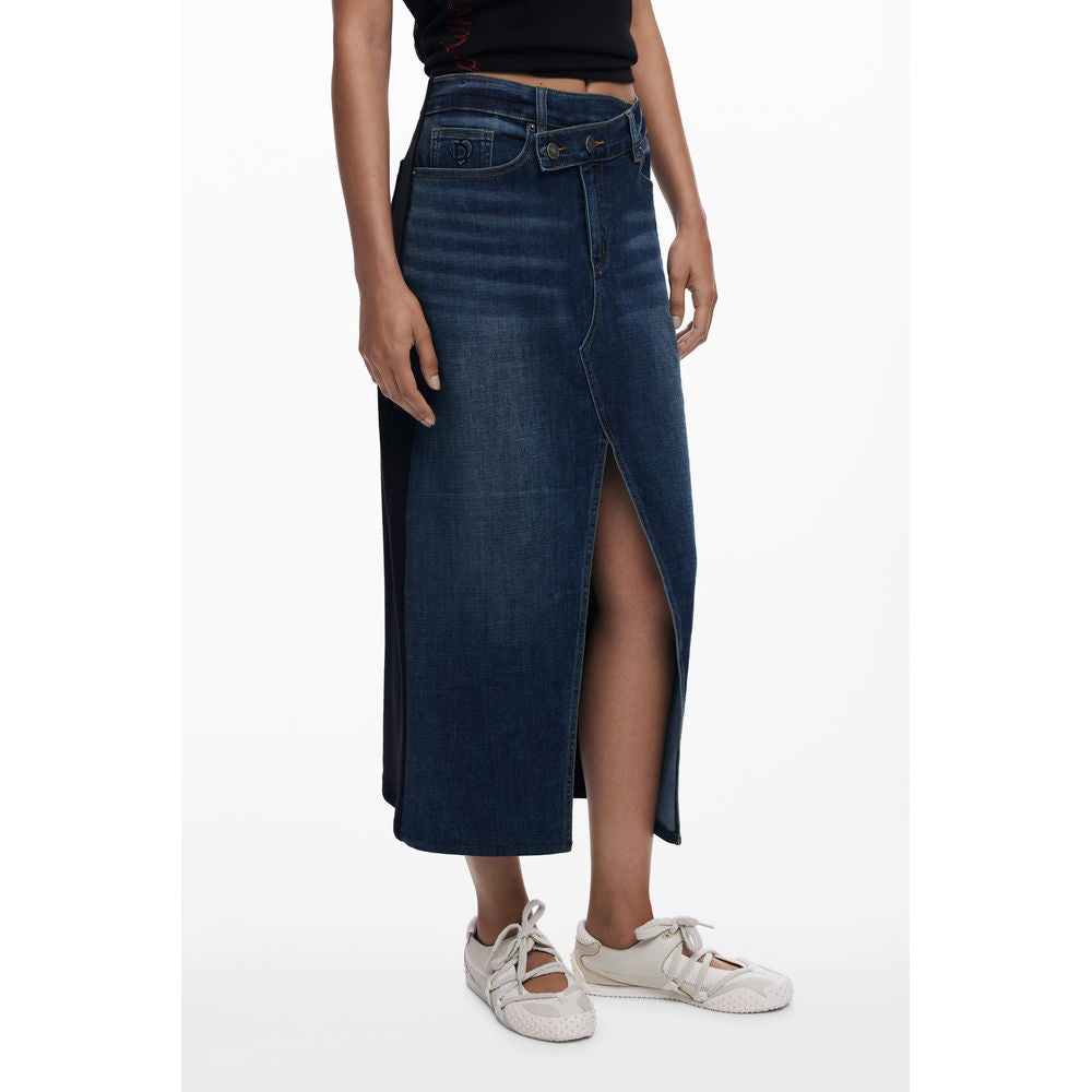 Desigual Blue Cotton Women Skirt | Regal Royce