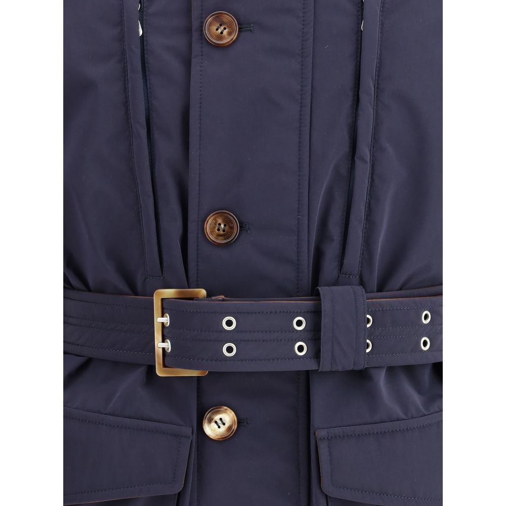 Brunello Cucinelli Blue Polyester Coat | Regal Royce
