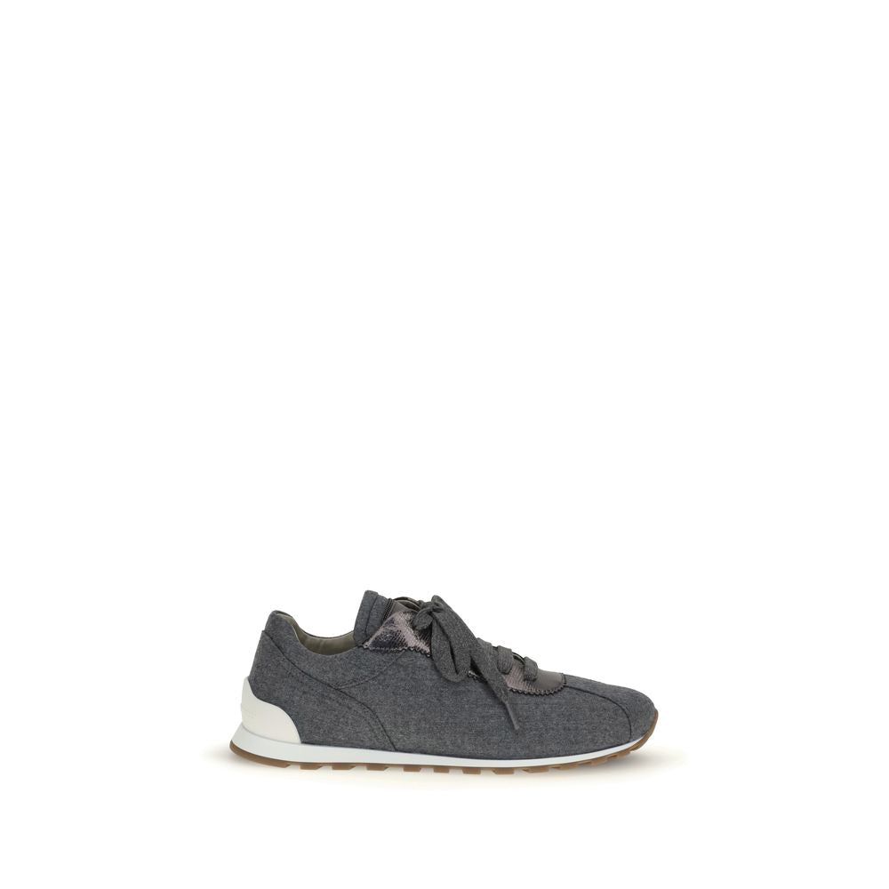 Brunello Cucinelli Gray Fleece Wool Athletic Sneakers | Regal Royce