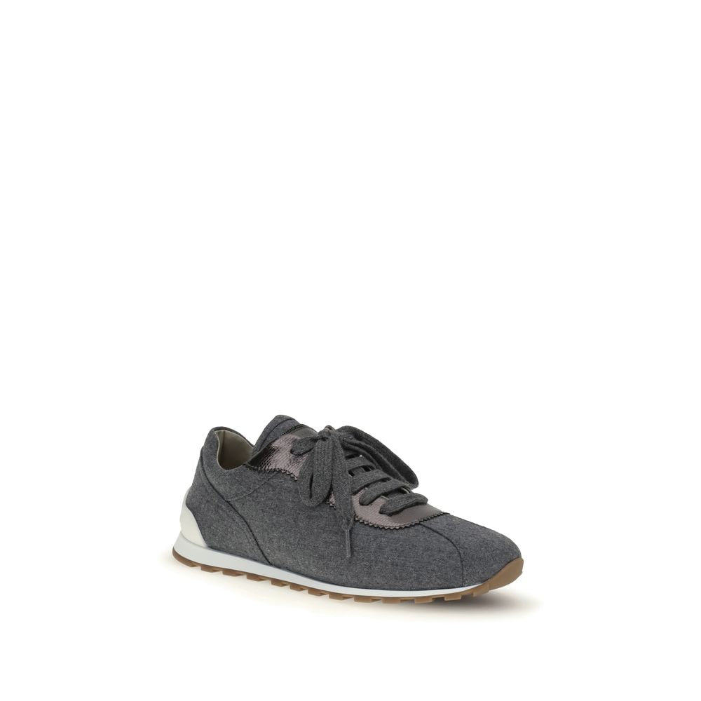 Brunello Cucinelli Gray Fleece Wool Athletic Sneakers | Regal Royce