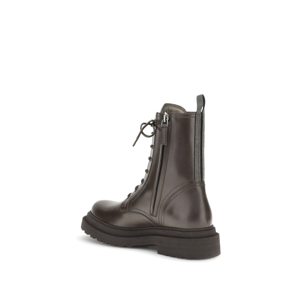 Brunello Cucinelli Brown Leather Lace-Up Boots | Regal Royce
