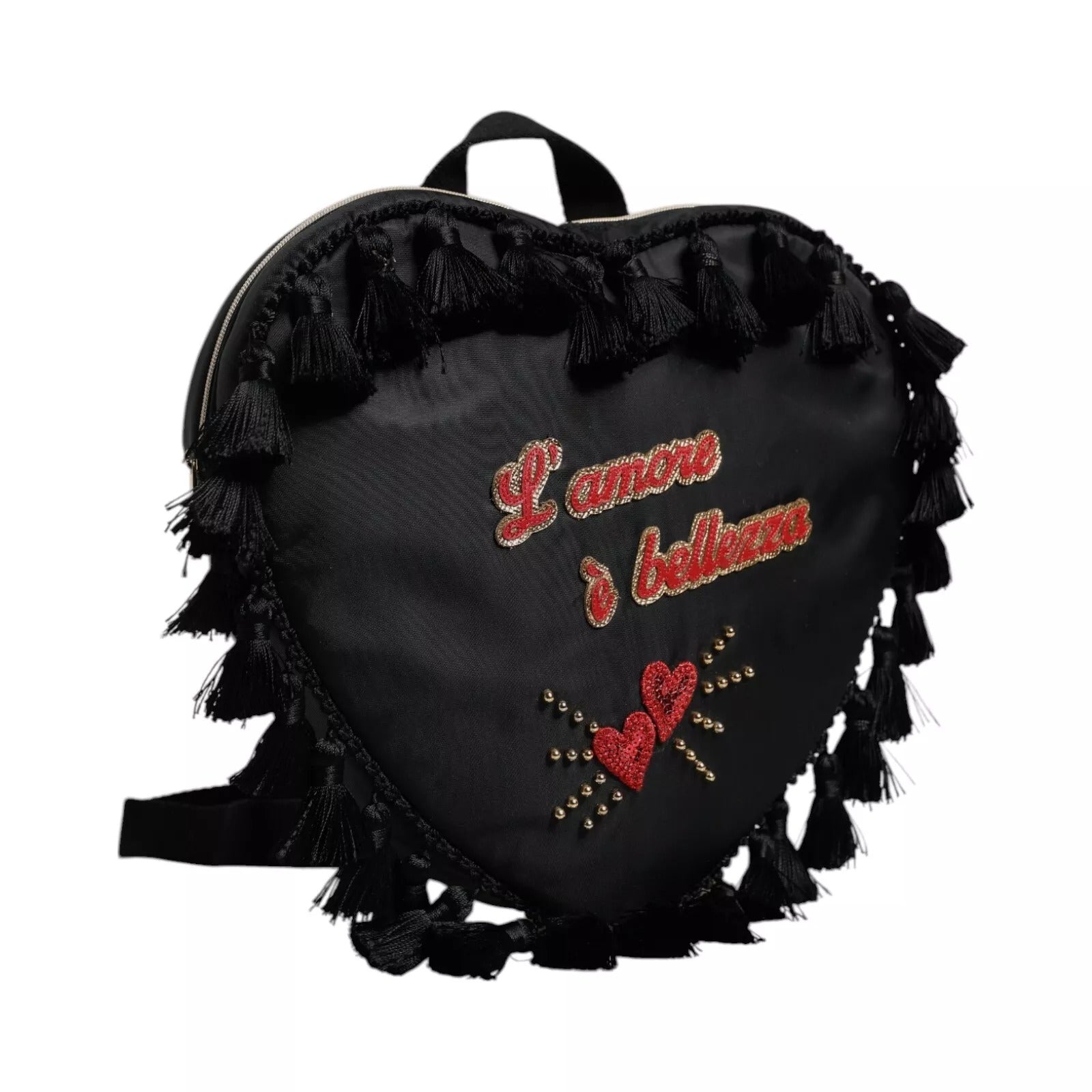 Dolce & Gabbana Black Heart L'Amore Patch Embellished Kids Backpack | Regal Royce