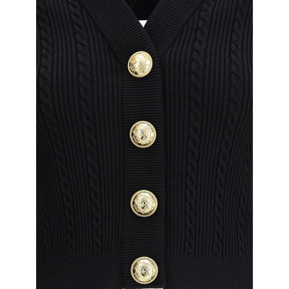 Balmain Black Viscose Cardigan | Regal Royce
