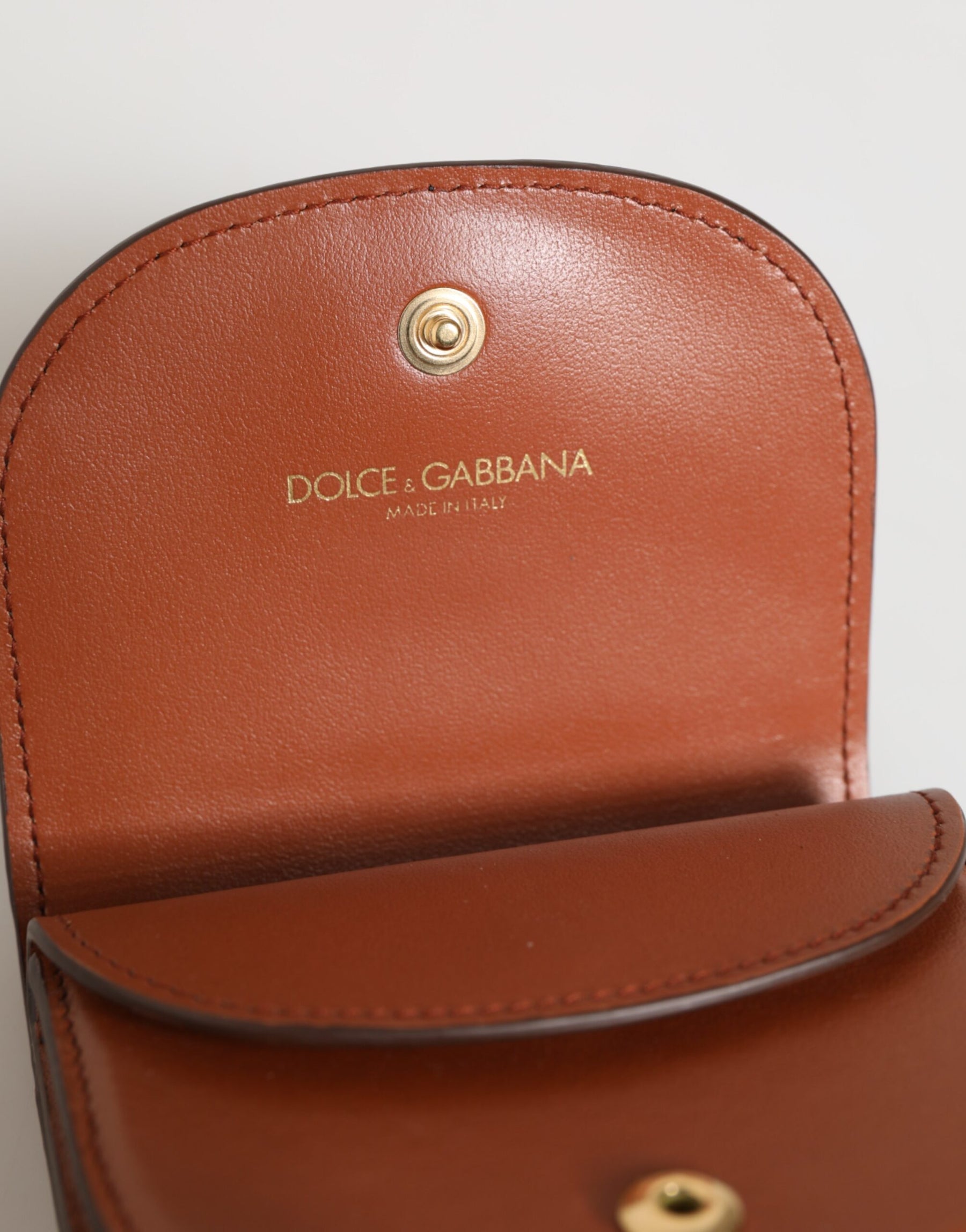 Dolce & Gabbana Brown Black Calf Leather Leopard Print Logo Plaque Wallet | Regal Royce