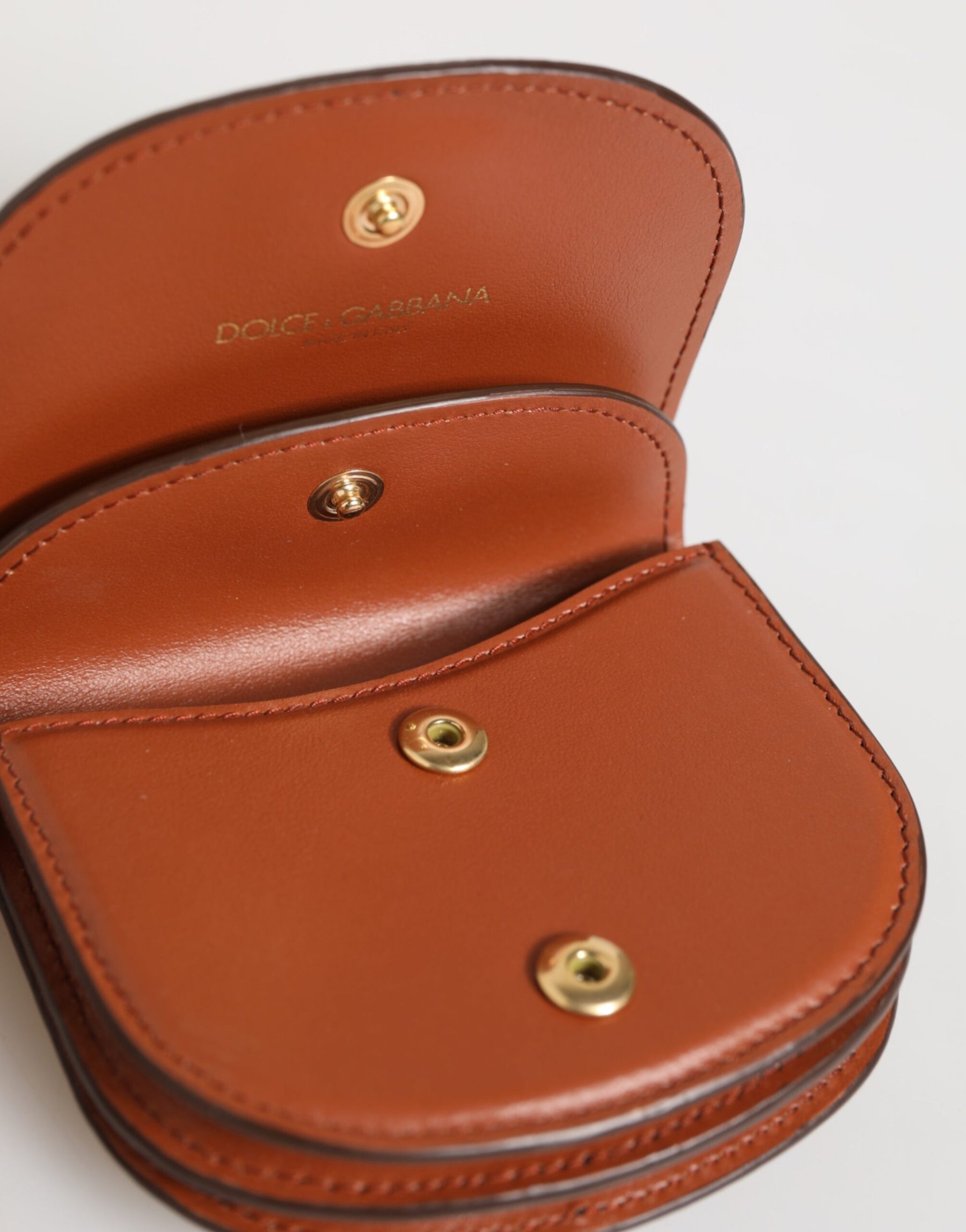 Dolce & Gabbana Brown Black Calf Leather Leopard Print Logo Plaque Wallet | Regal Royce