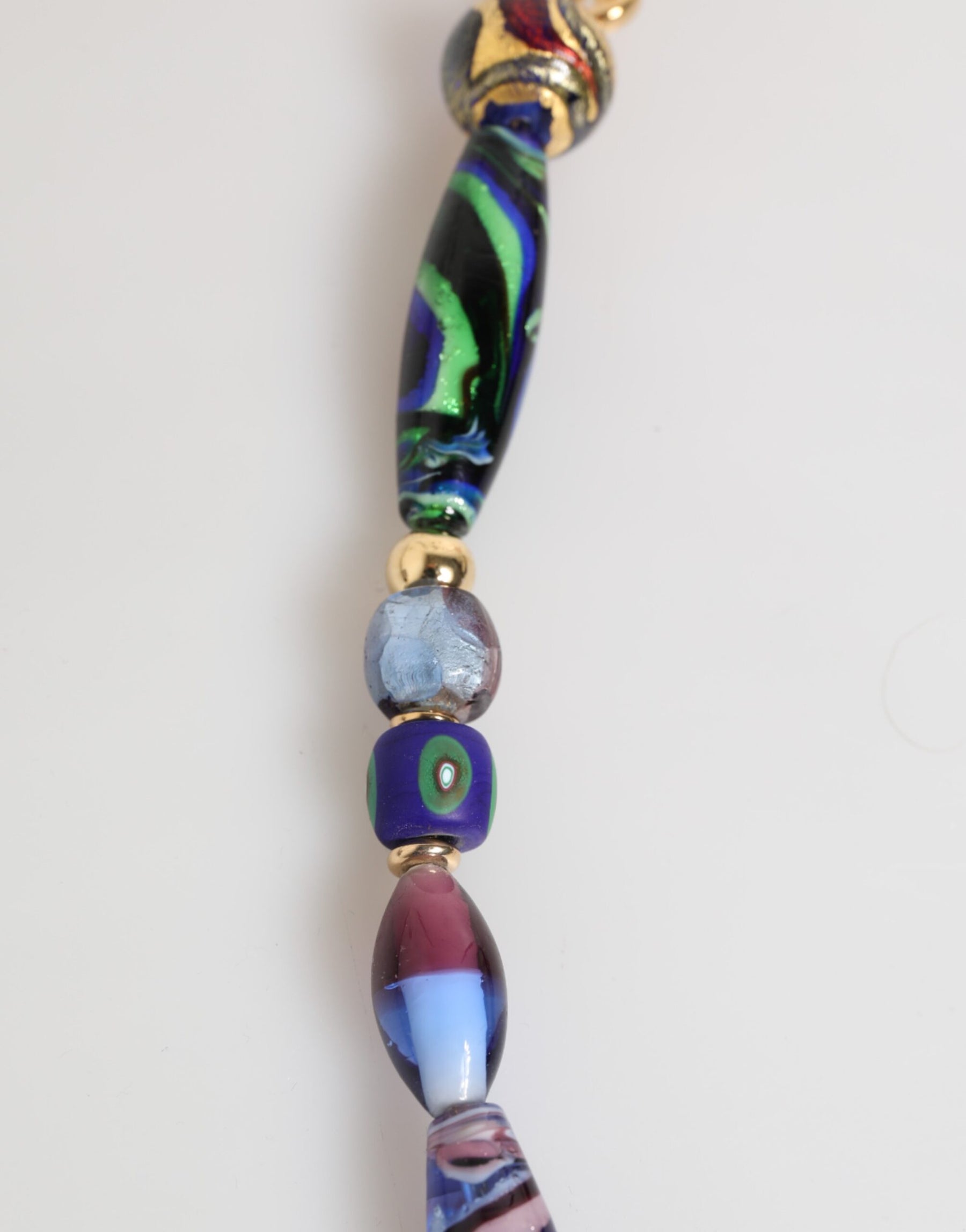 Dolce & Gabbana Multicolor Murano Glass Beads Gold Brass Chain Jewelry Necklace | Regal Royce
