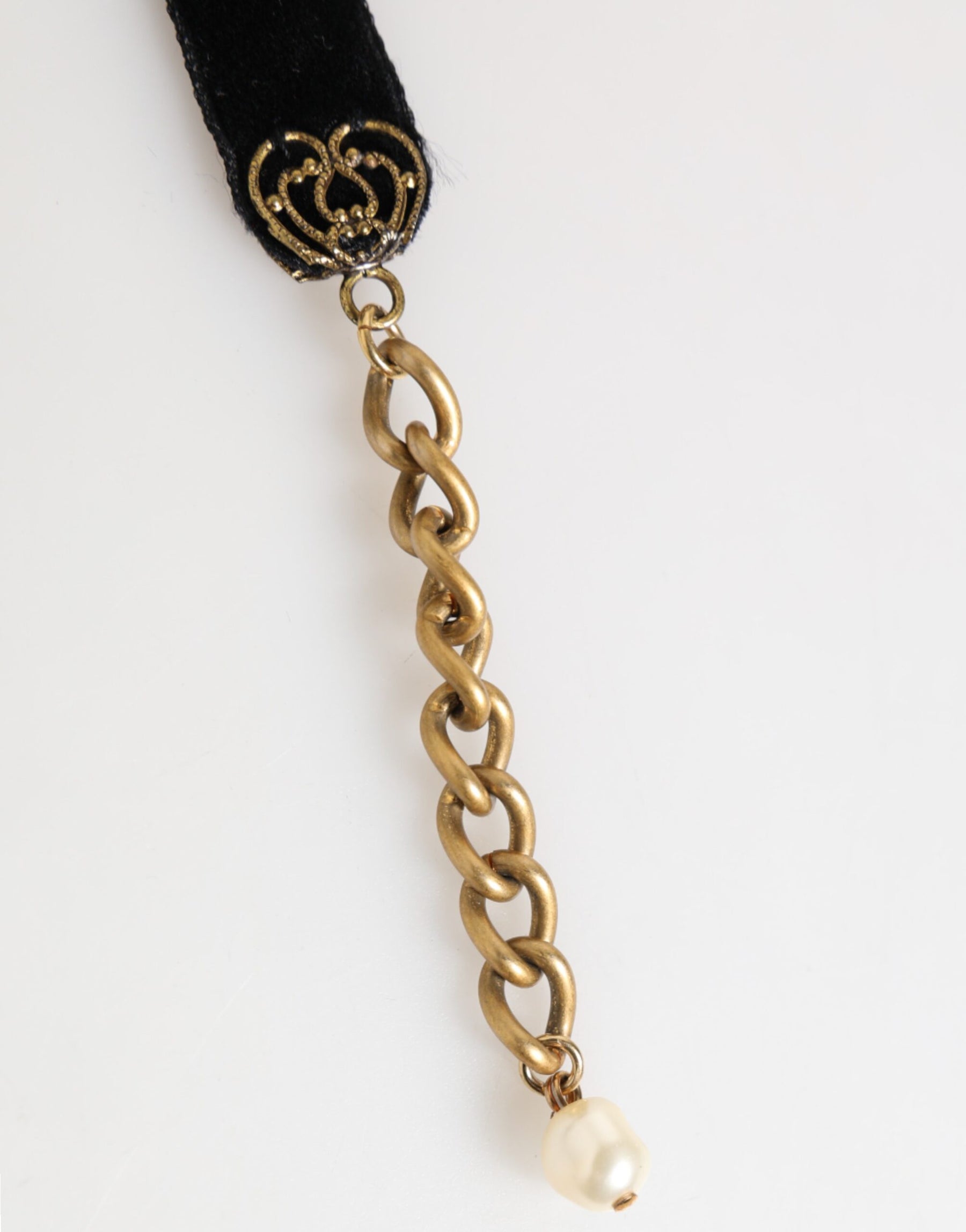 Dolce & Gabbana Blue Floral Appliqué Velvet Choker Crystal Beads Necklace | Regal Royce