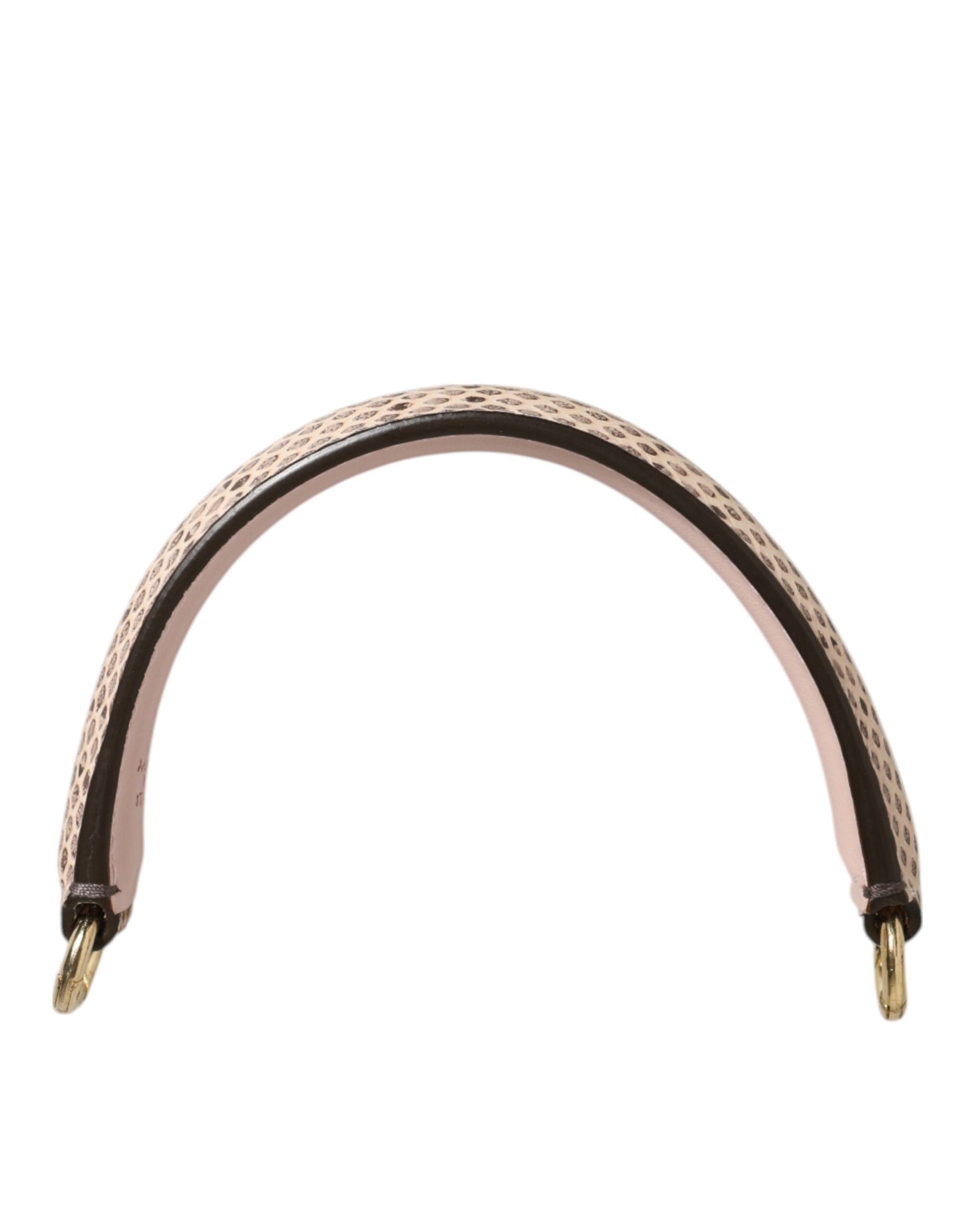 Dolce & Gabbana Beige Brown Snakeskin Leather Gold Ring Shoulder Strap