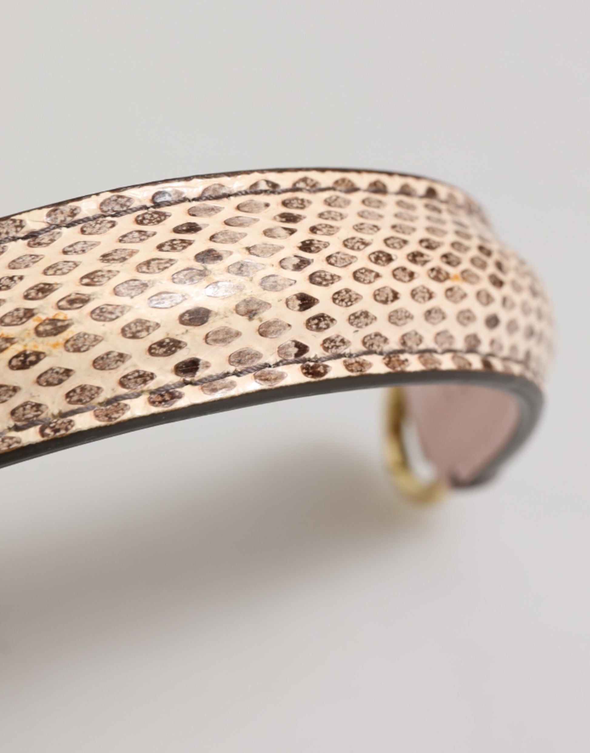 Dolce & Gabbana Beige Brown Snakeskin Leather Gold Ring Shoulder Strap