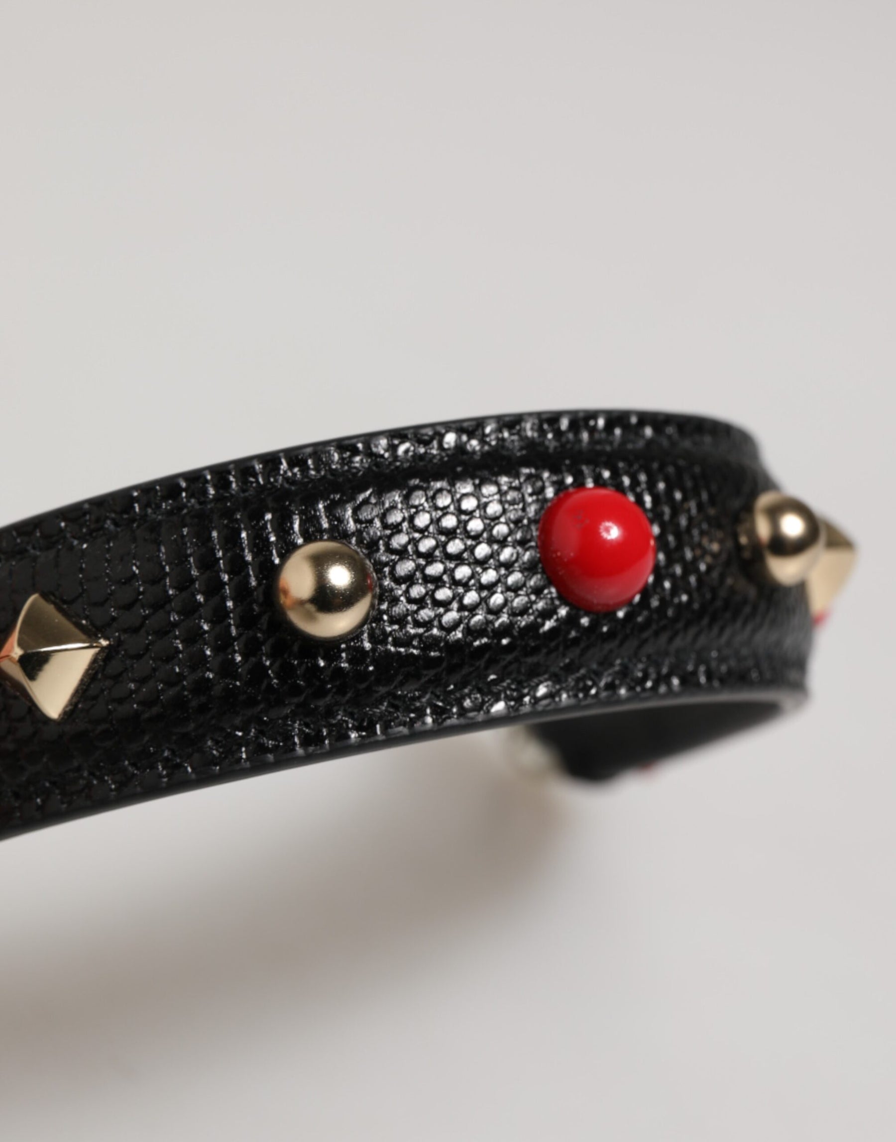 Dolce & Gabbana Black Embellished Leather Bag Handle Women Shoulder Strap | Regal Royce