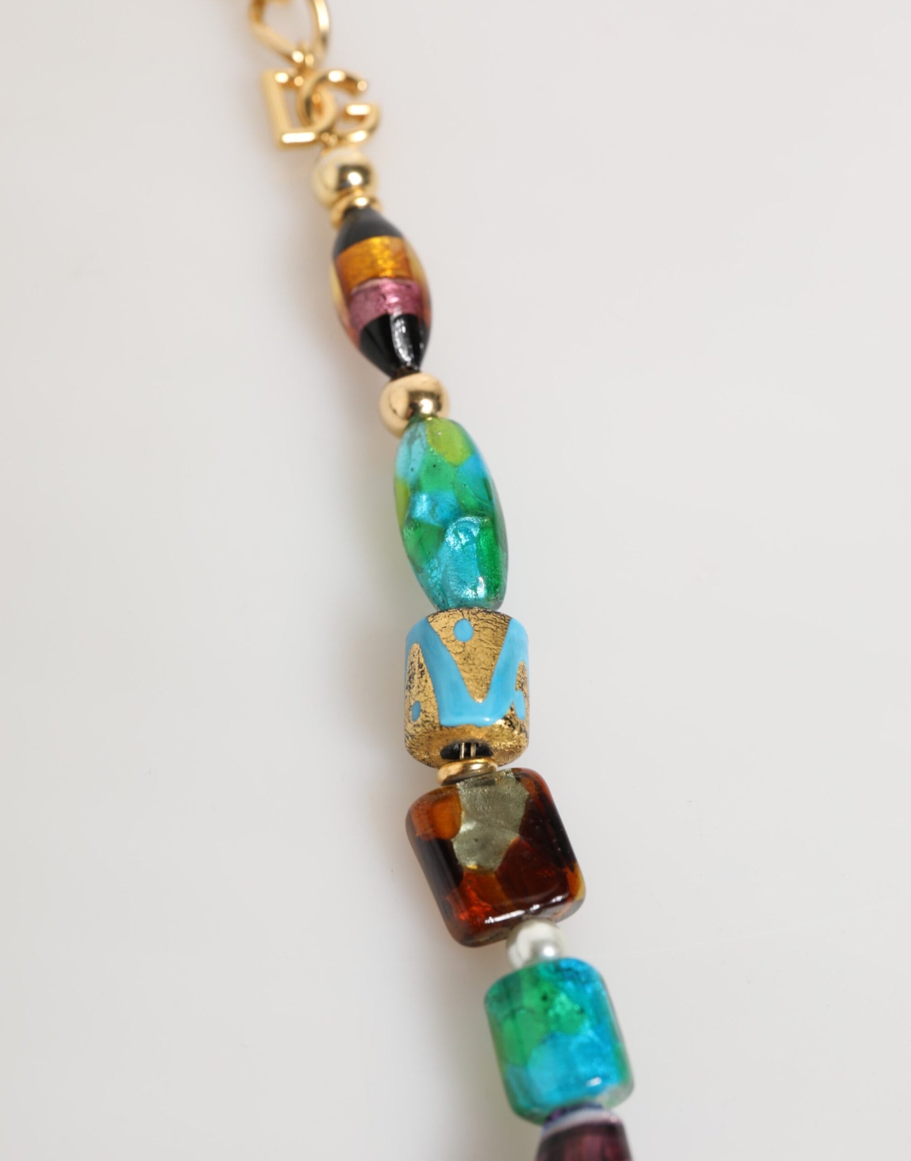 Dolce & Gabbana Multicolor Murano Glass Beads Gold Chain Jewelry Necklace | Regal Royce