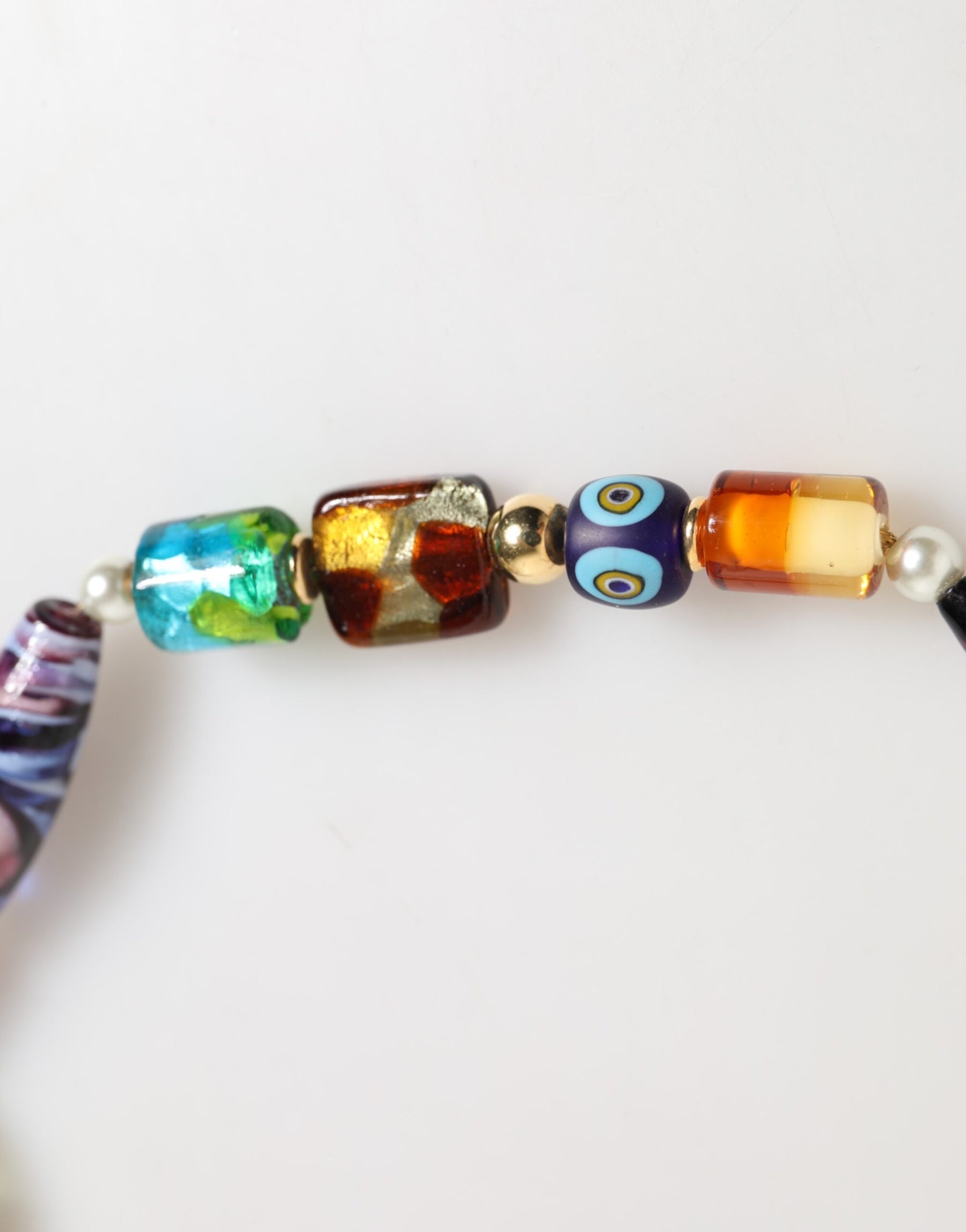 Dolce & Gabbana Multicolor Murano Glass Beads Gold Chain Jewelry Necklace | Regal Royce