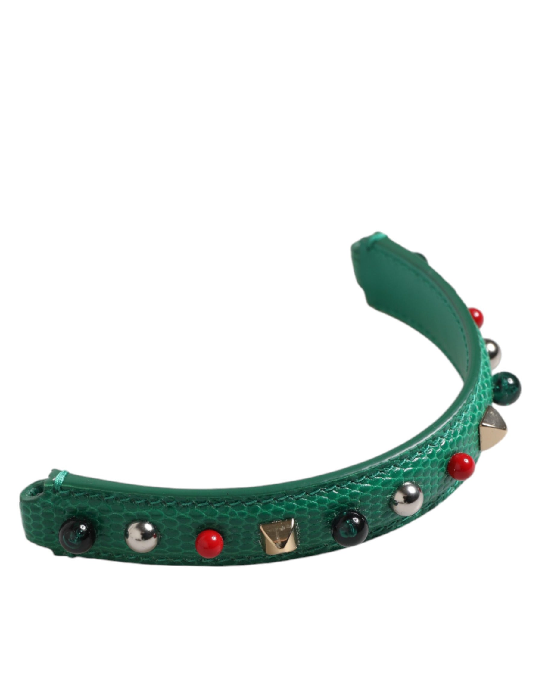 Dolce & Gabbana Green Embellished Leather Bag Handle Women Shoulder Strap | Regal Royce