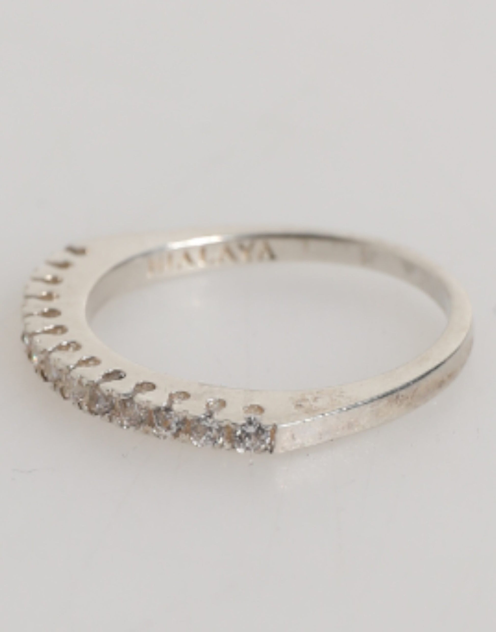 Nialaya Sterling Silver 925 Band Pave CZ Crystal Eternity Ring