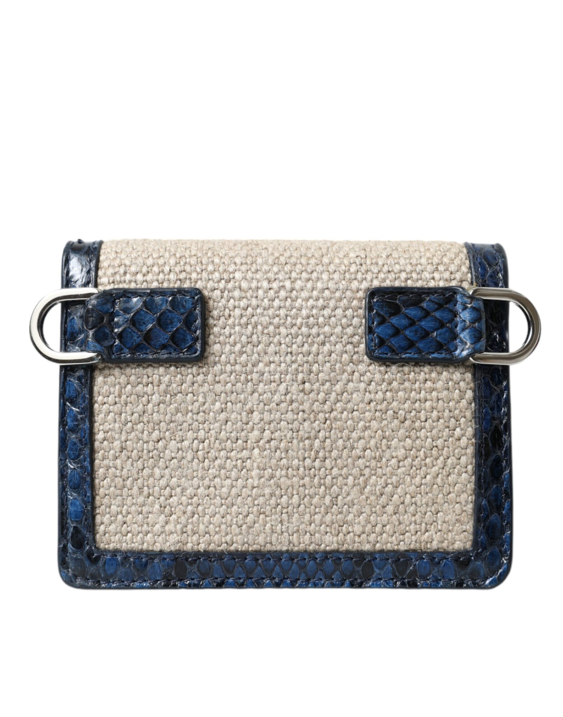 Dolce & Gabbana Beige Raffia Blue Leather Trim Mini Shoulder Purse Crossbody Bag