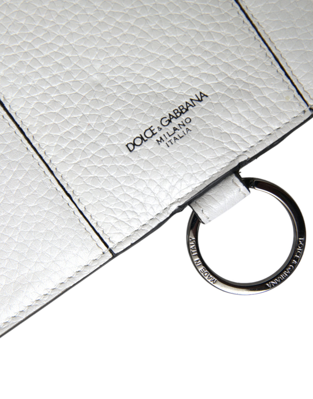 Dolce & Gabbana White Calfskin Leather Large Crossbody Card Holder Wallet
